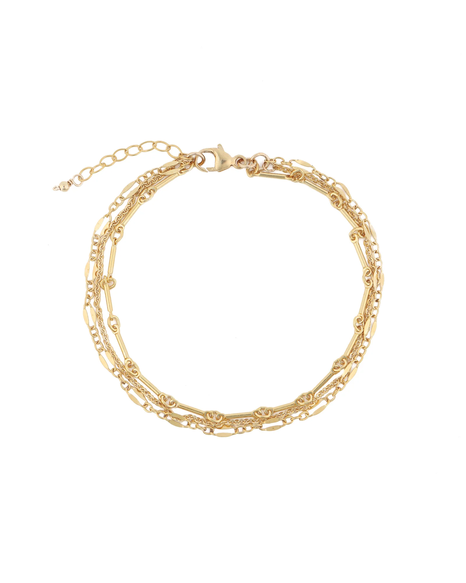 Three Row Bar Dap Cable Chain Bracelet