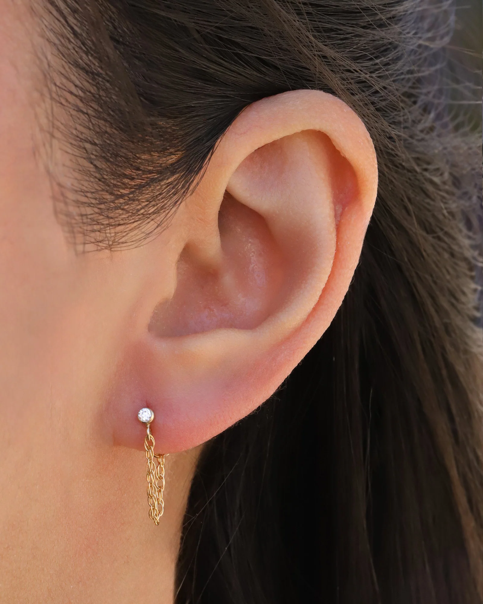 CZ Chain Link Single Stud - Image 2