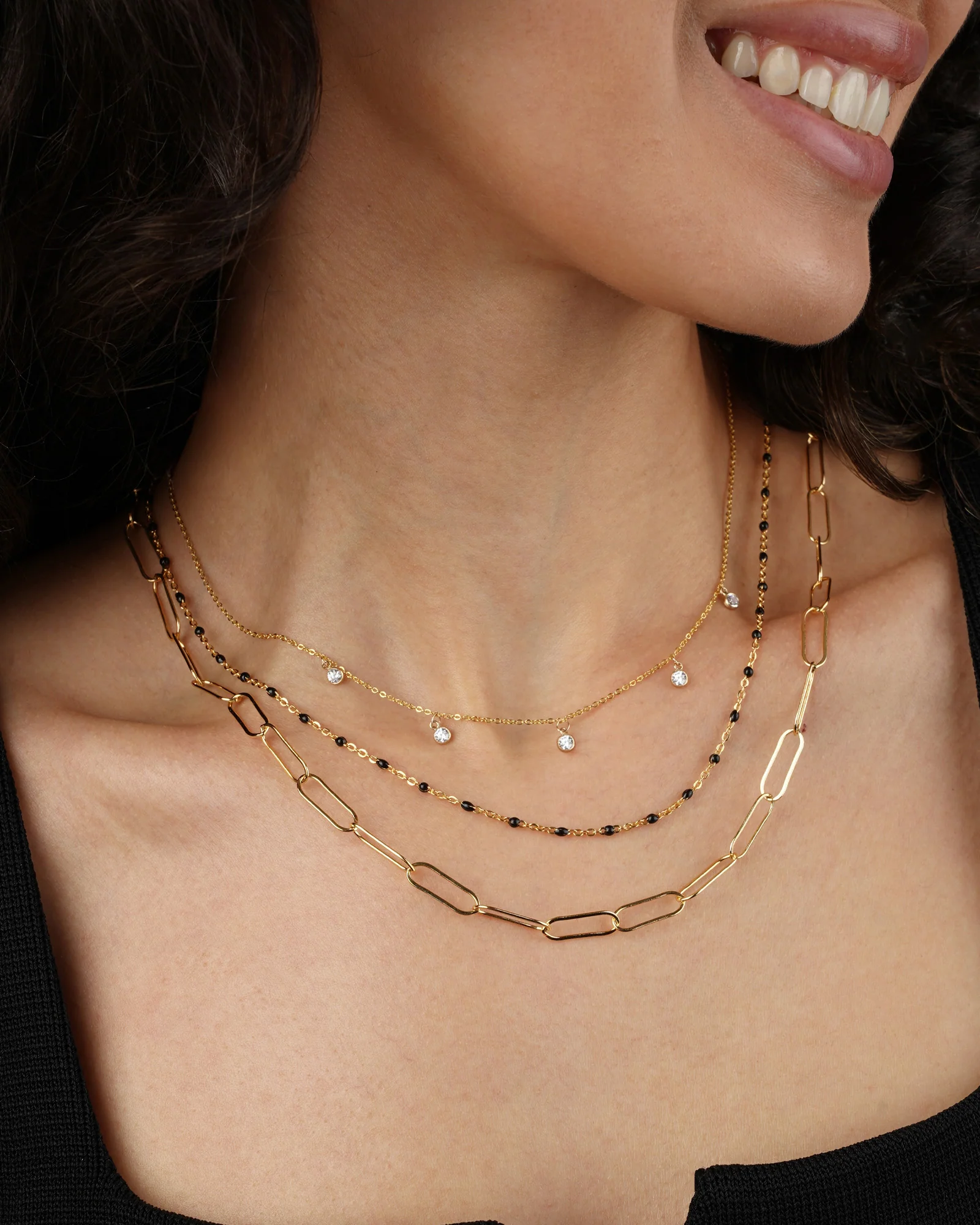 Five Stationed CZ Drop Necklace - Image 2