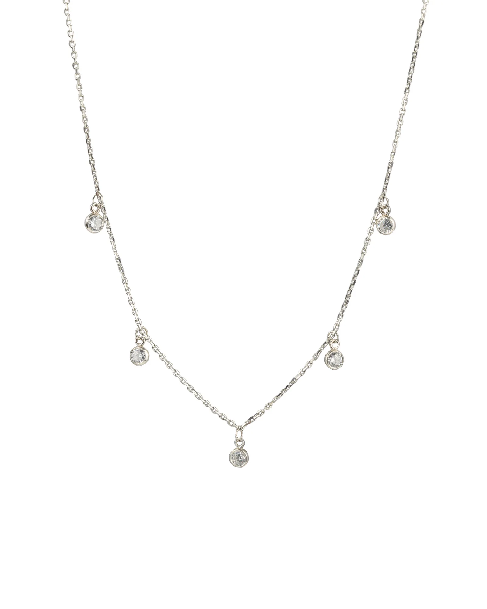 Five Stationed CZ Drop Necklace