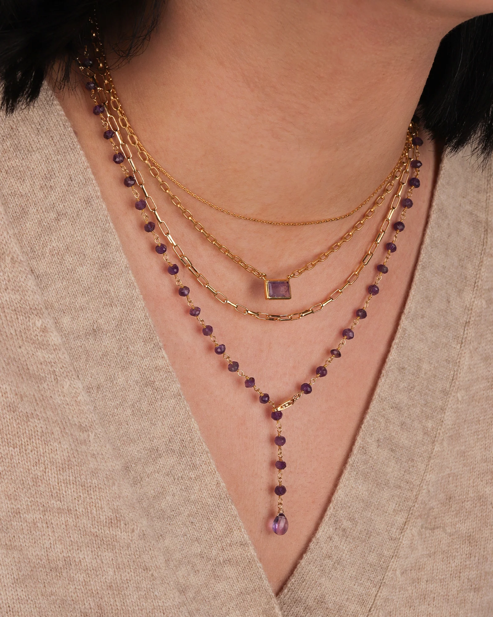 Rectangular Rolo Chain Necklace | Medium - Image 2