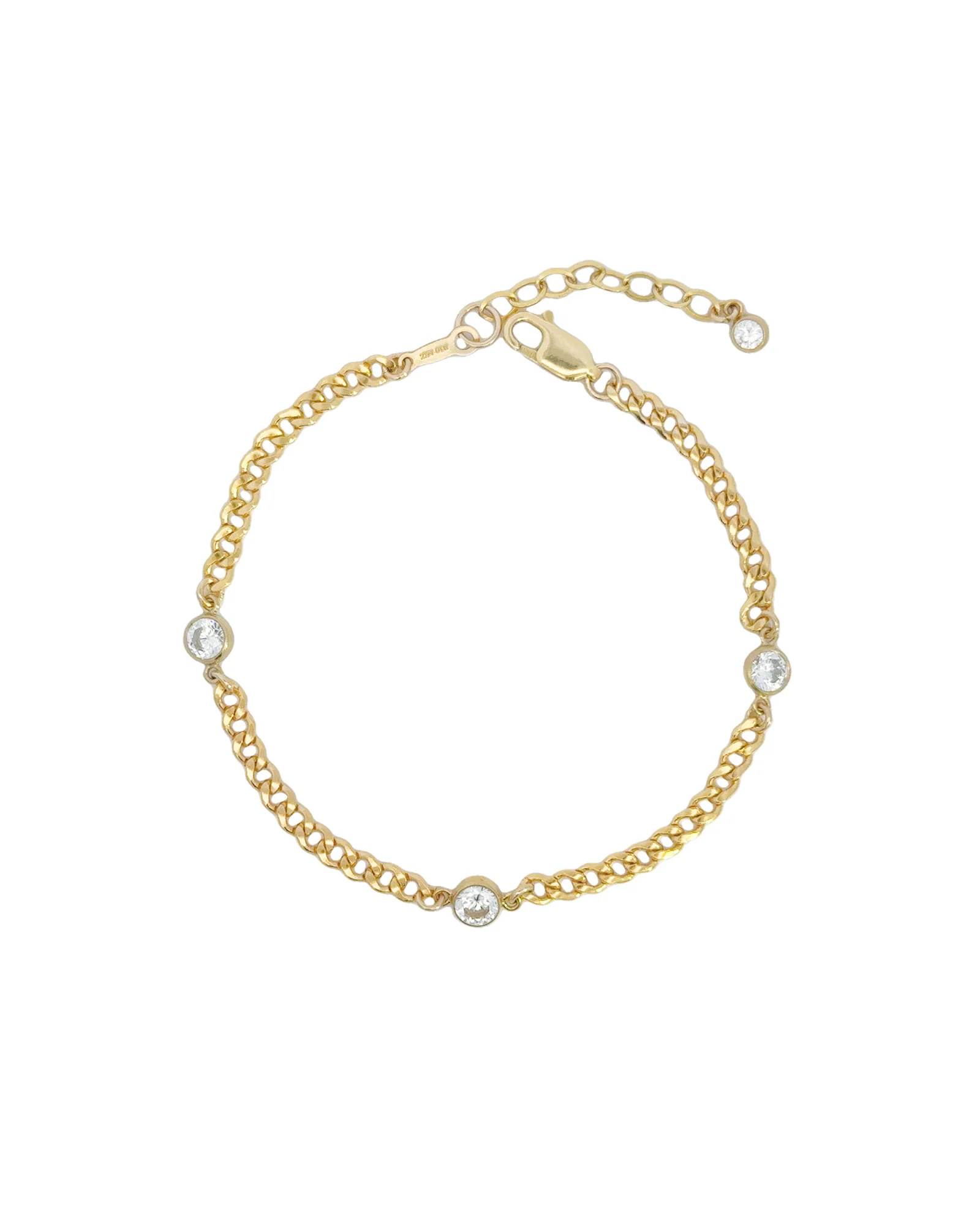 Station 3 CZ Curb Bracelet