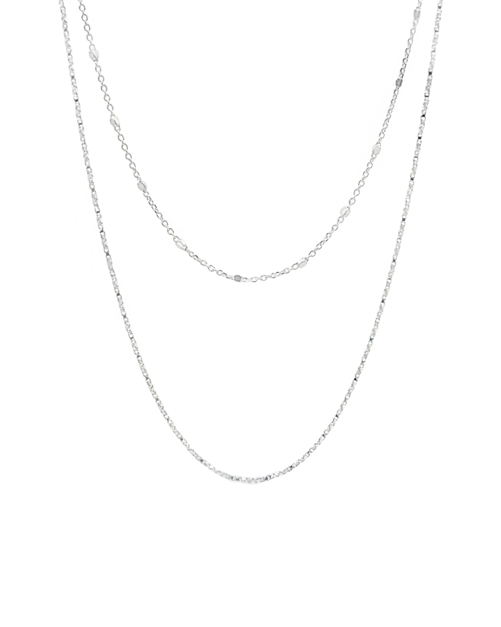 Two Row Square Satellite + Twist Rope Necklace