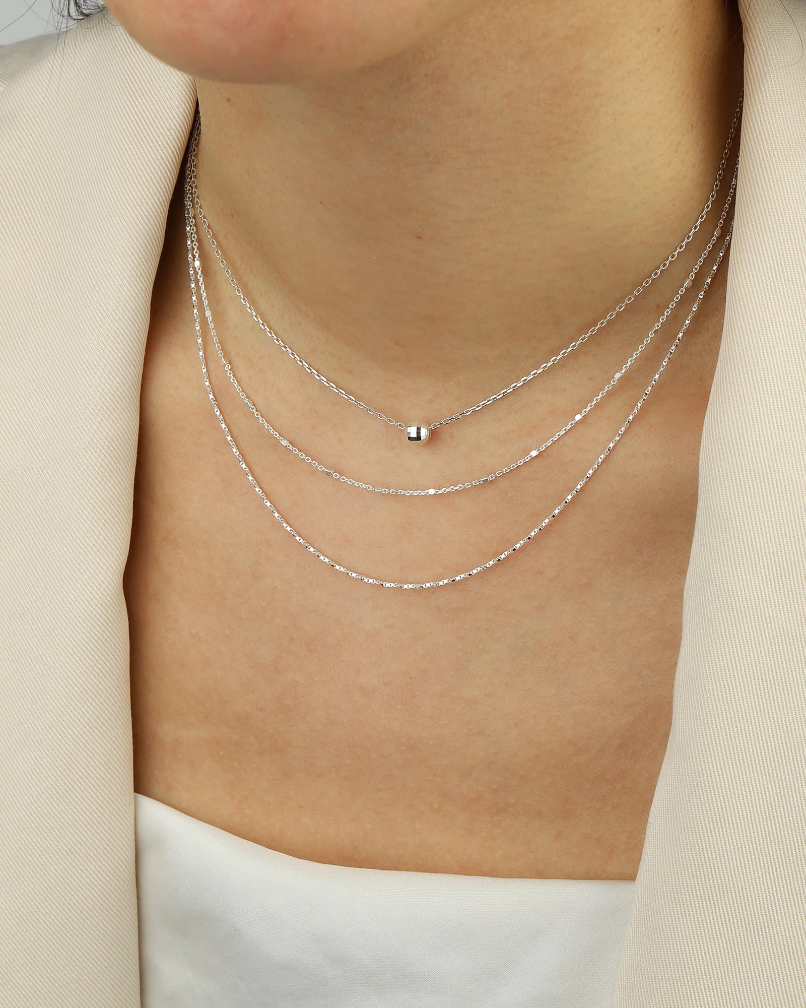 Two Row Square Satellite + Twist Rope Necklace - Image 2