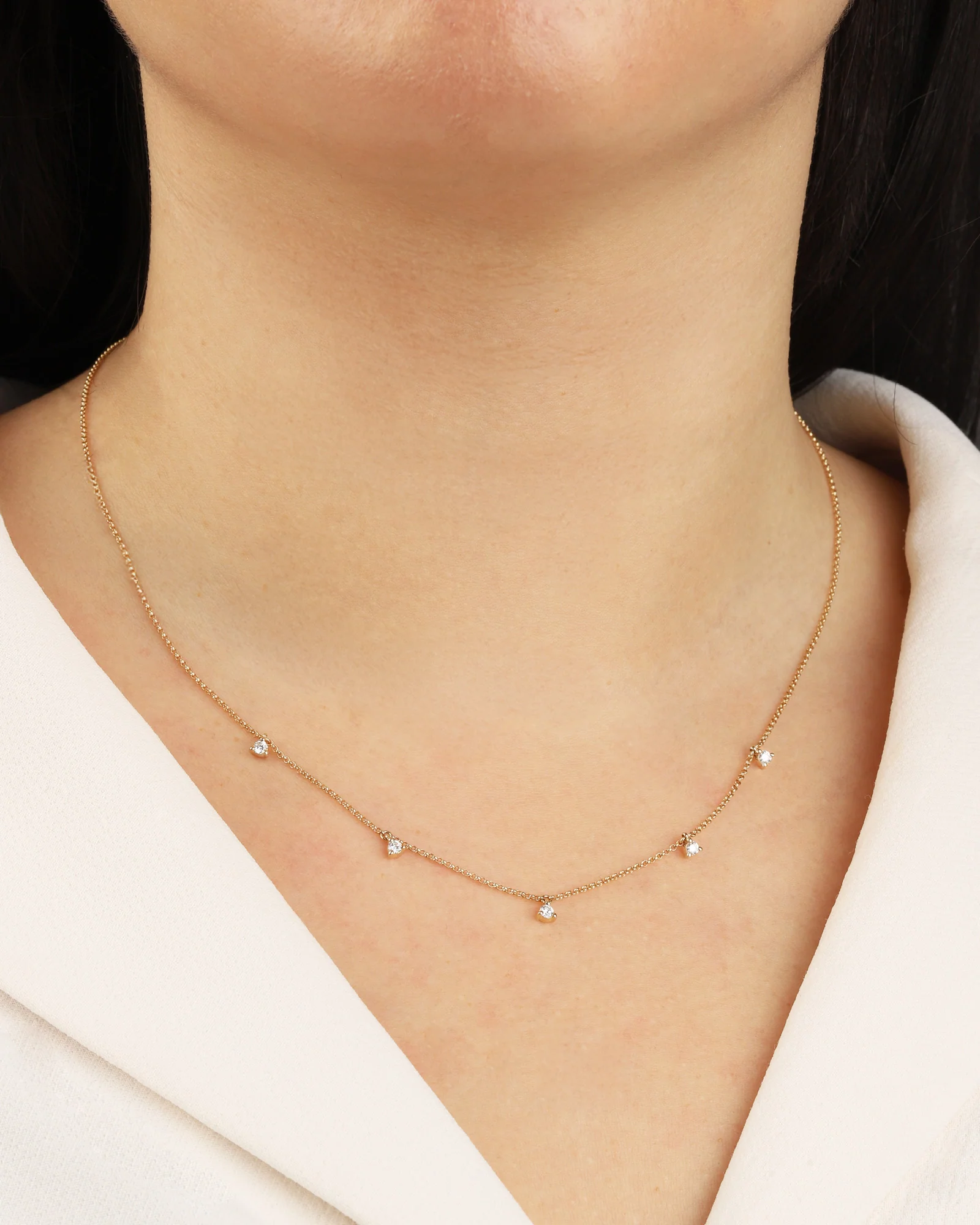 Five Diamond Station Necklace - Image 2