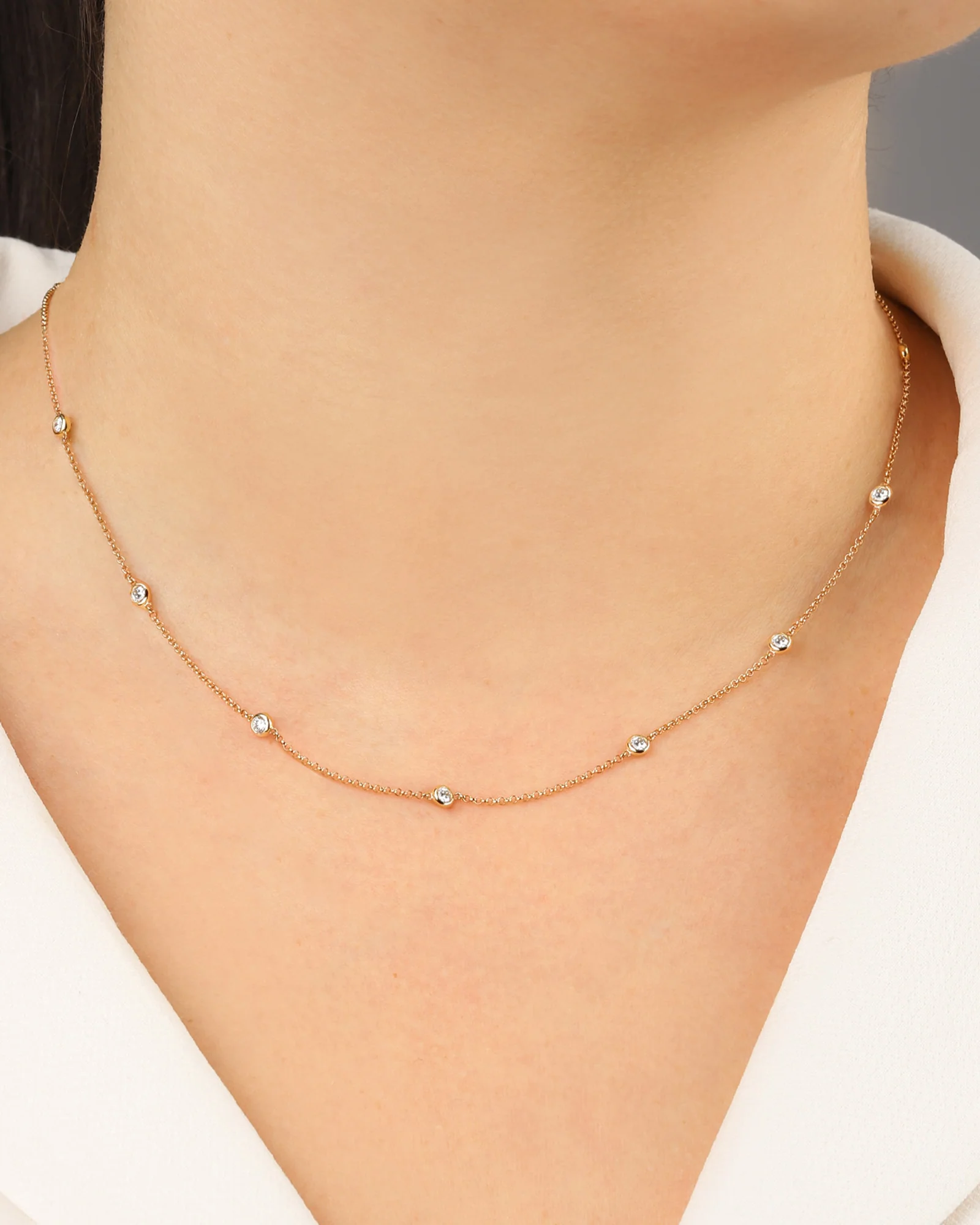 Nine Diamond Station Necklace - Image 2