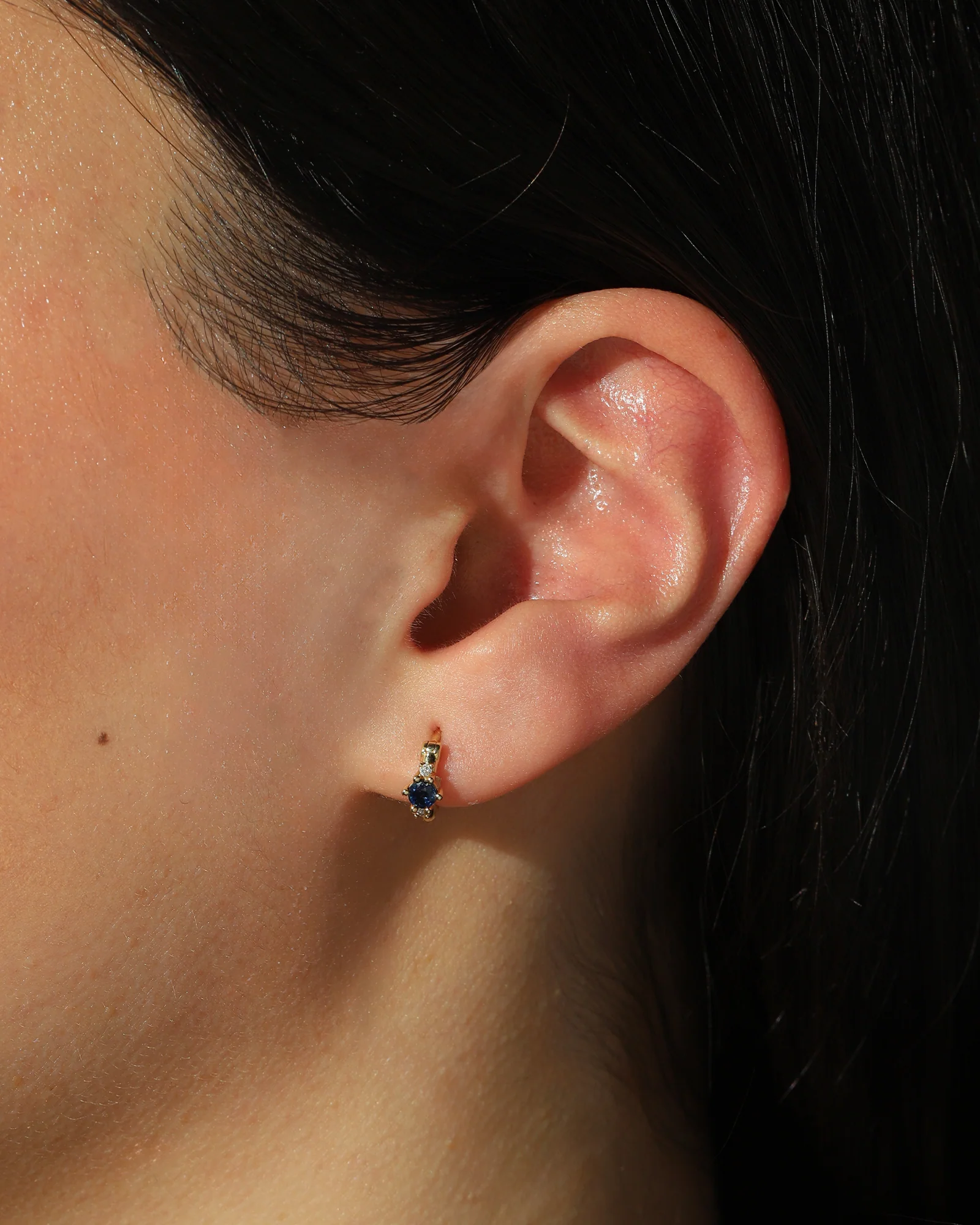 Sapphire + Diamond Trio Huggie Hoops - Image 4