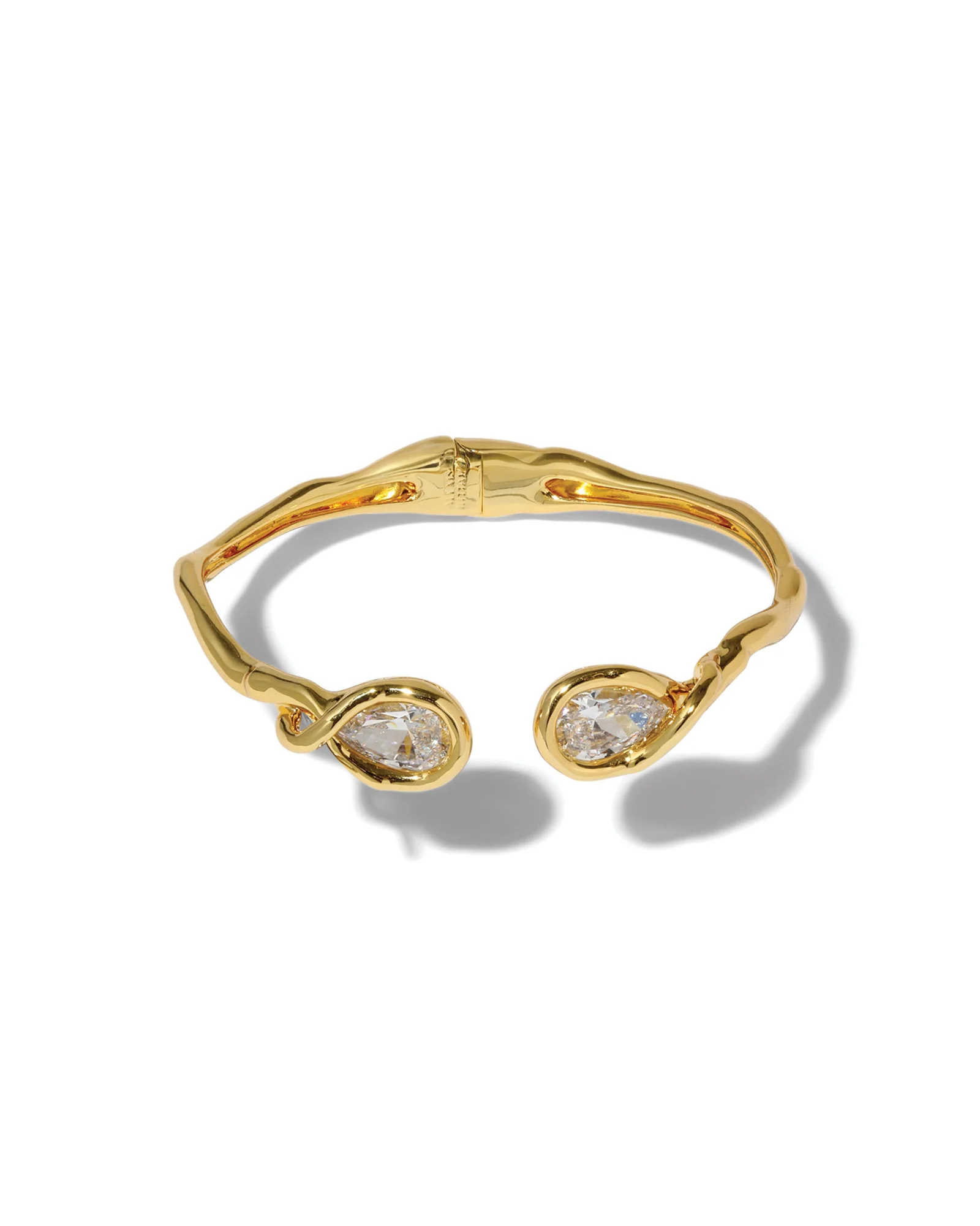 Asterales Crystal Capped Hinge Cuff Bracelet
