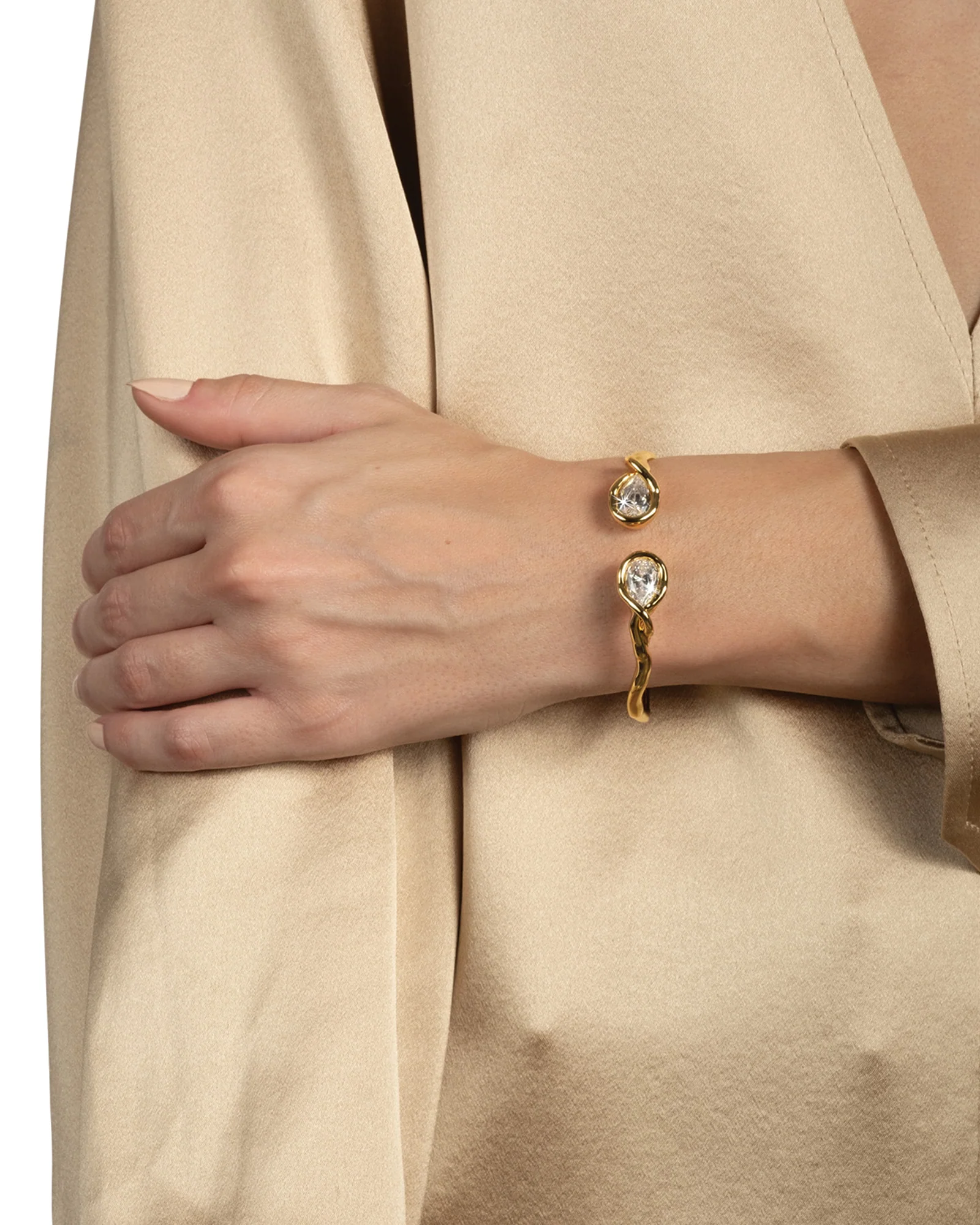 Asterales Crystal Capped Hinge Cuff Bracelet - Image 4