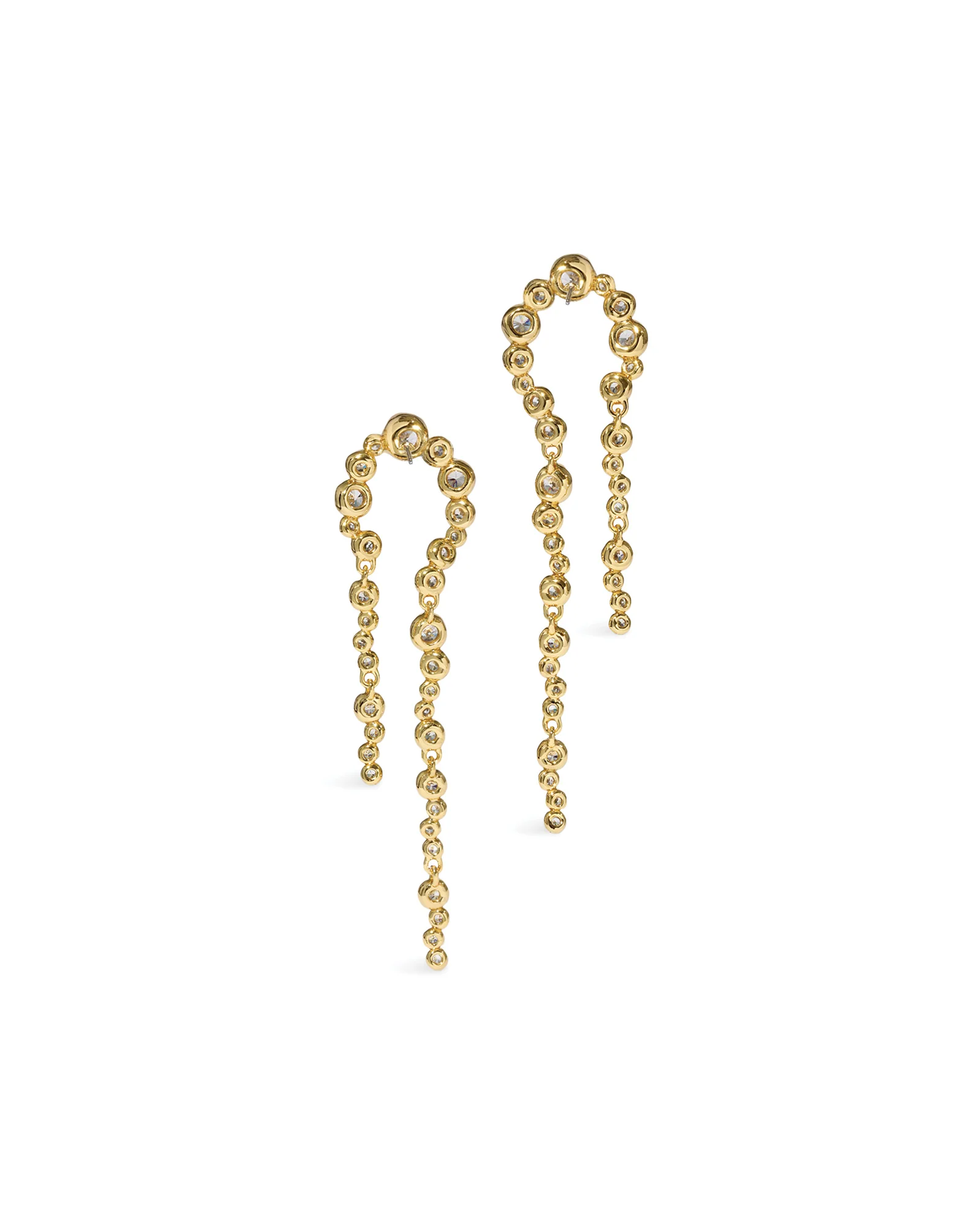 Asterales Gold CZ Arched Long Earrings - Image 3