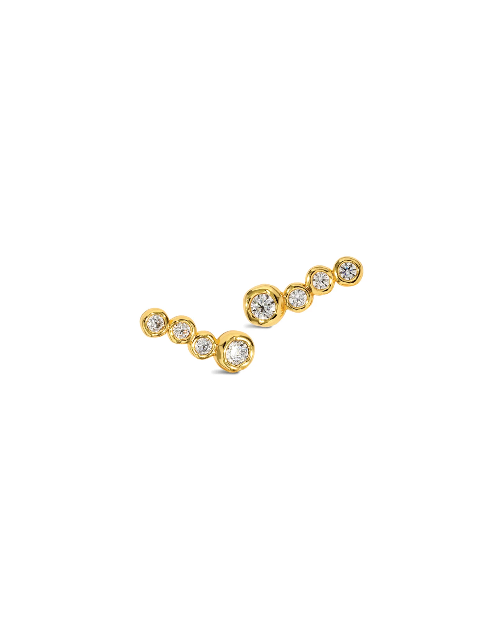 Asterales Gold CZ Bar Earrings
