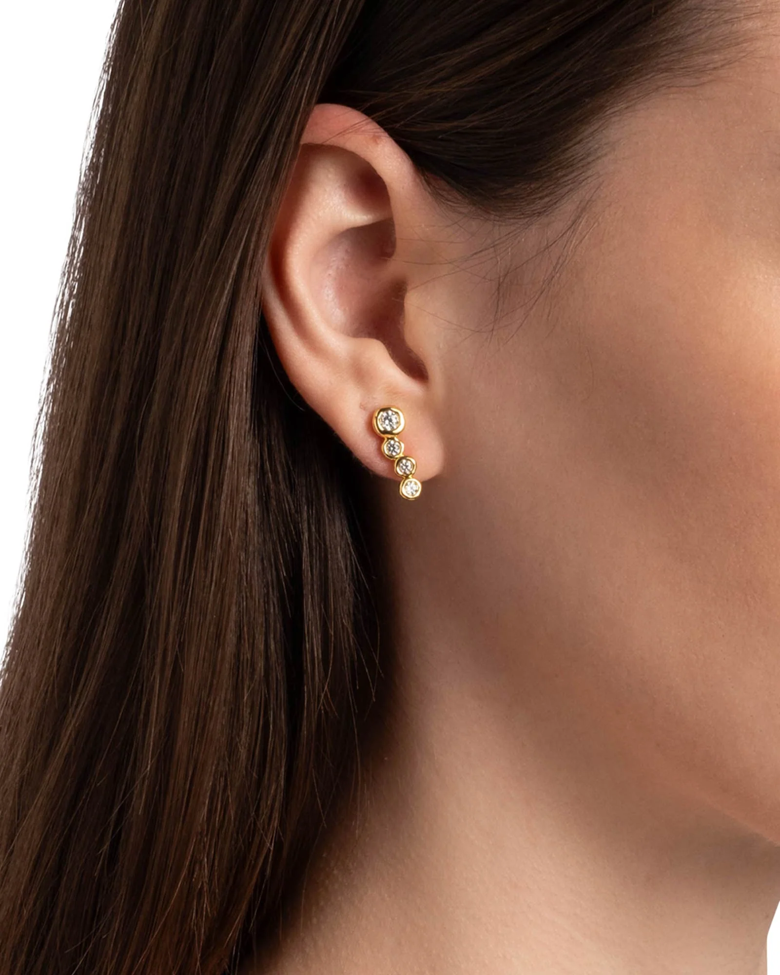 Asterales Gold CZ Bar Earrings - Image 2