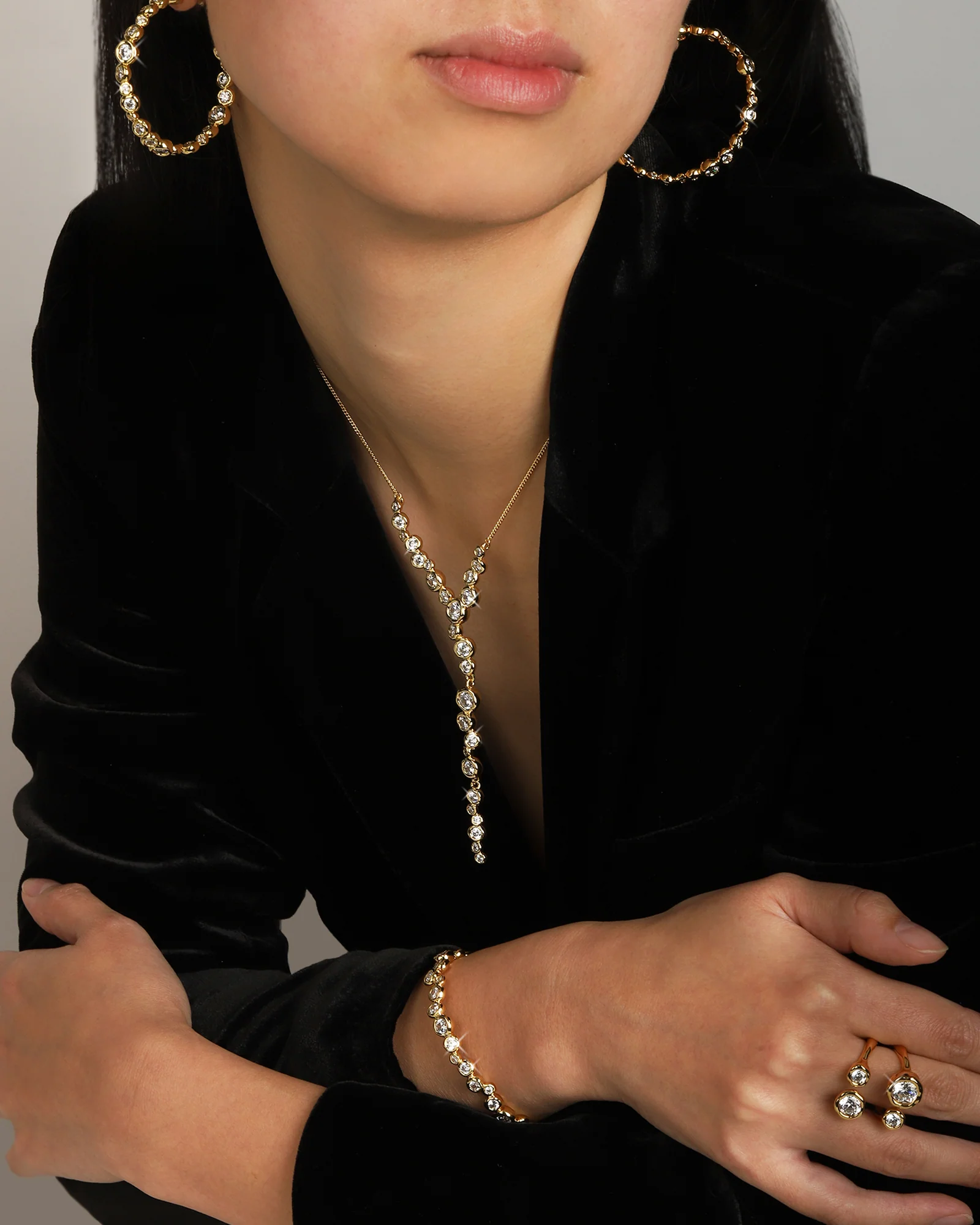 Asterales Gold CZ Cascading Necklace - Image 2