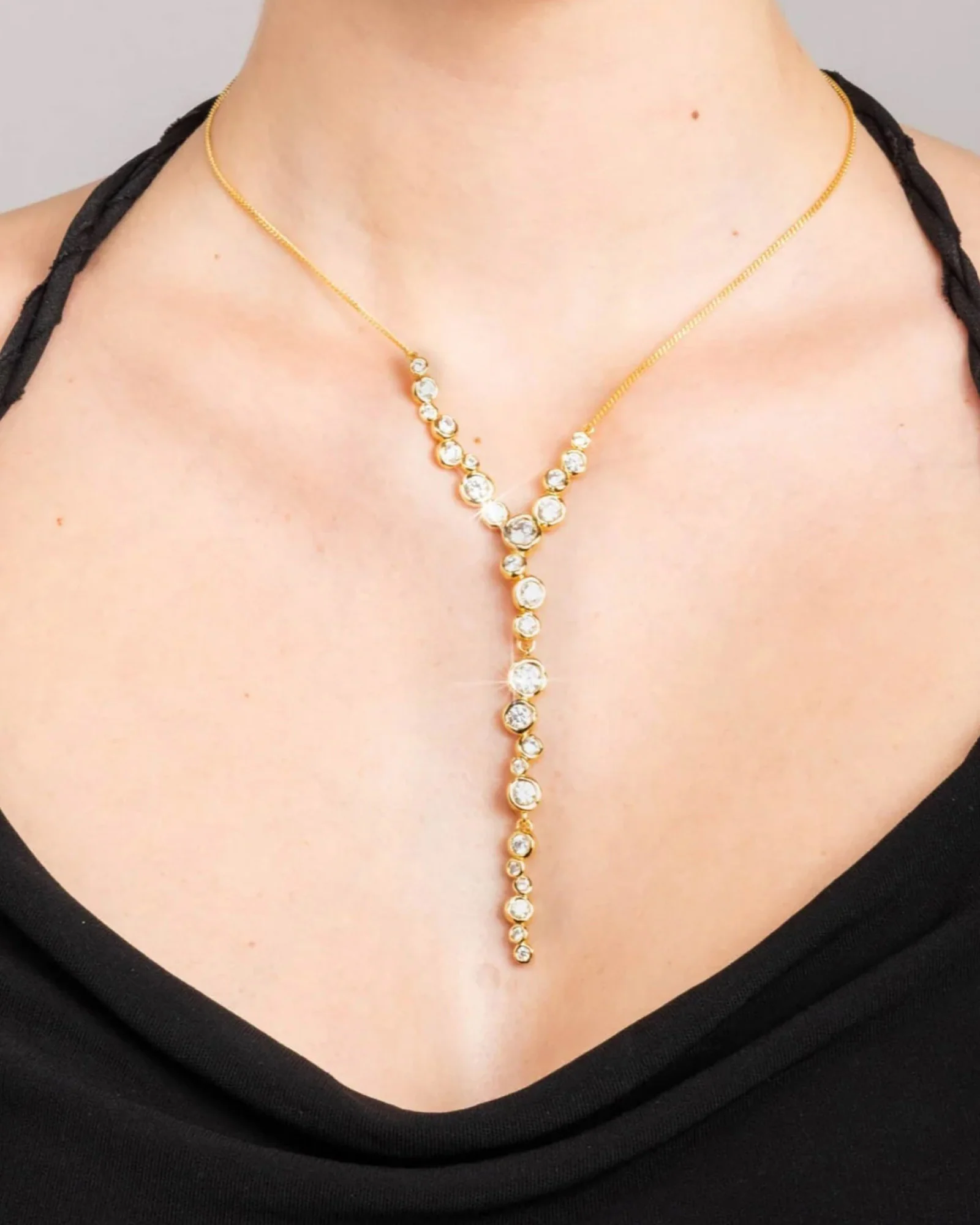 Asterales Gold CZ Cascading Necklace - Image 4