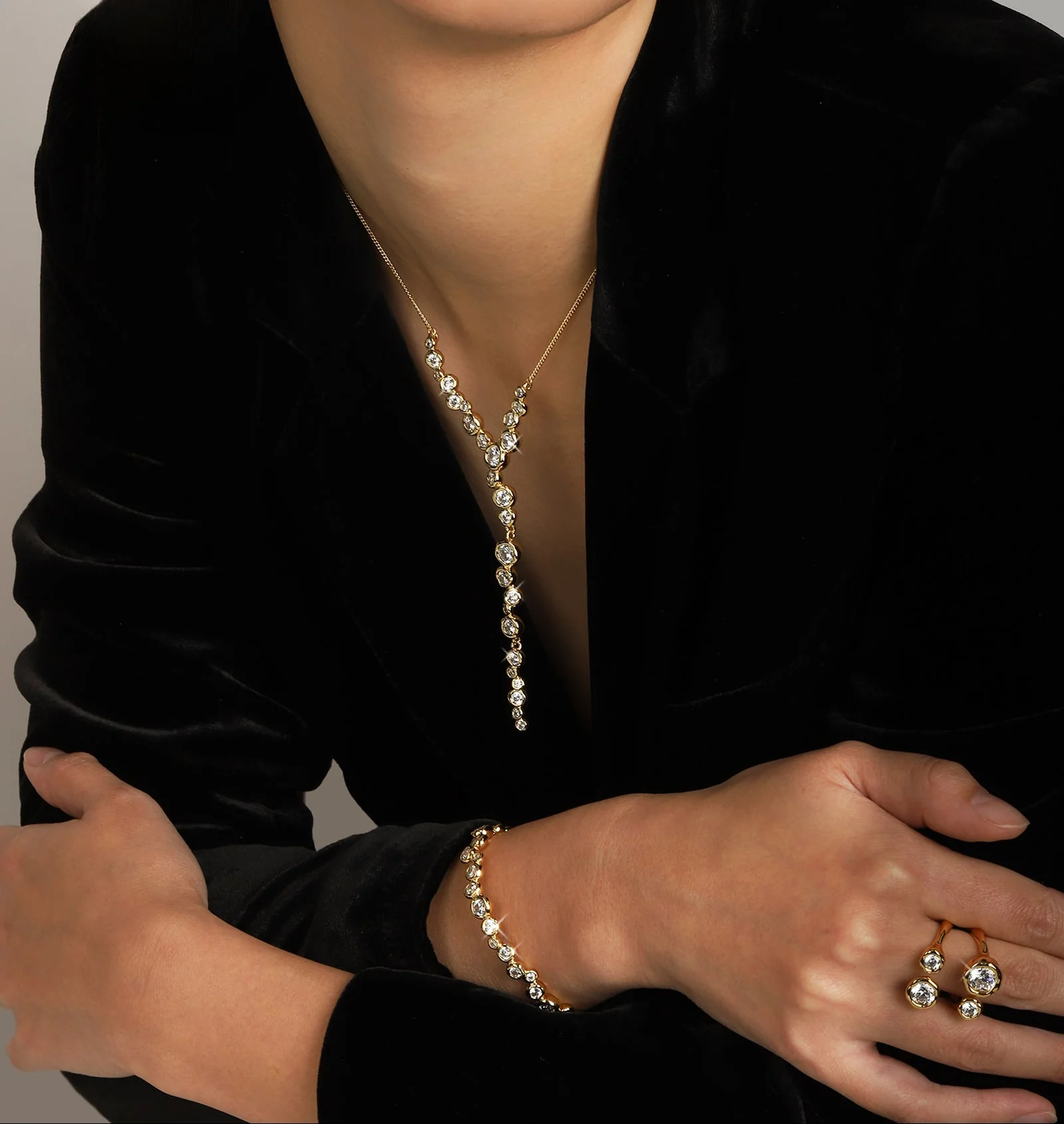 Asterales Gold CZ Skinny Cuff - Image 2