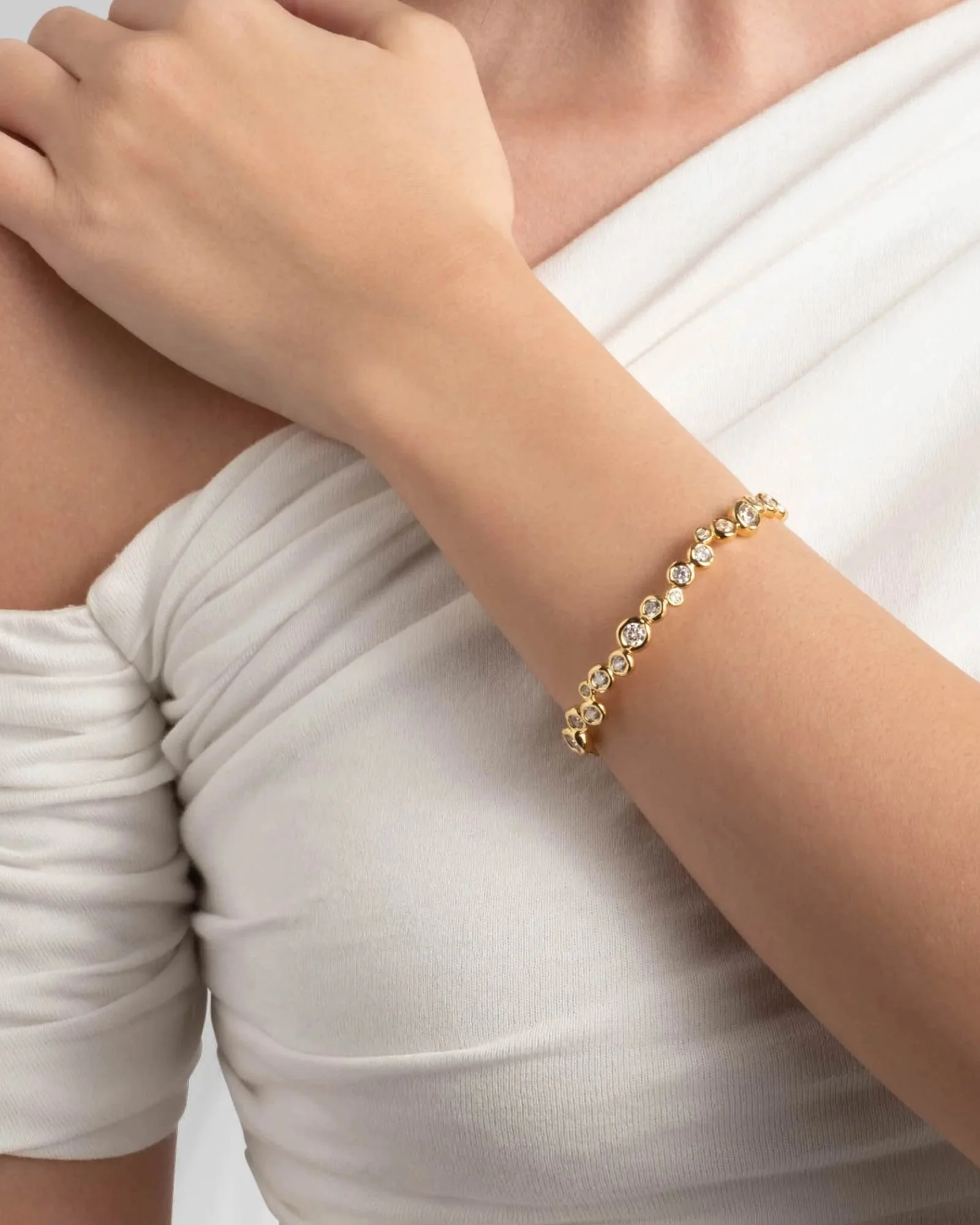 Asterales Gold CZ Skinny Cuff - Image 4