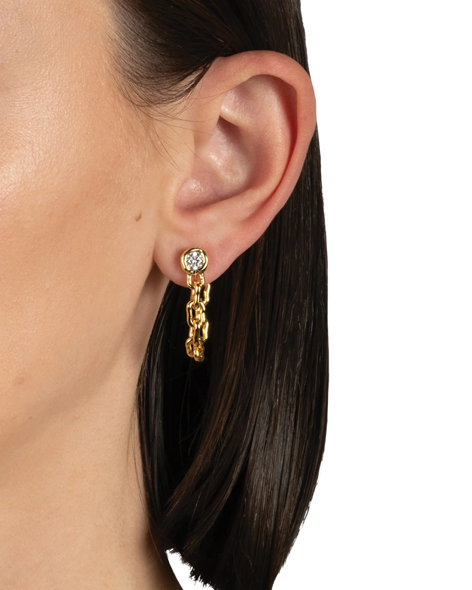 Asterales Chain Linked Front Back Earrings - Image 2