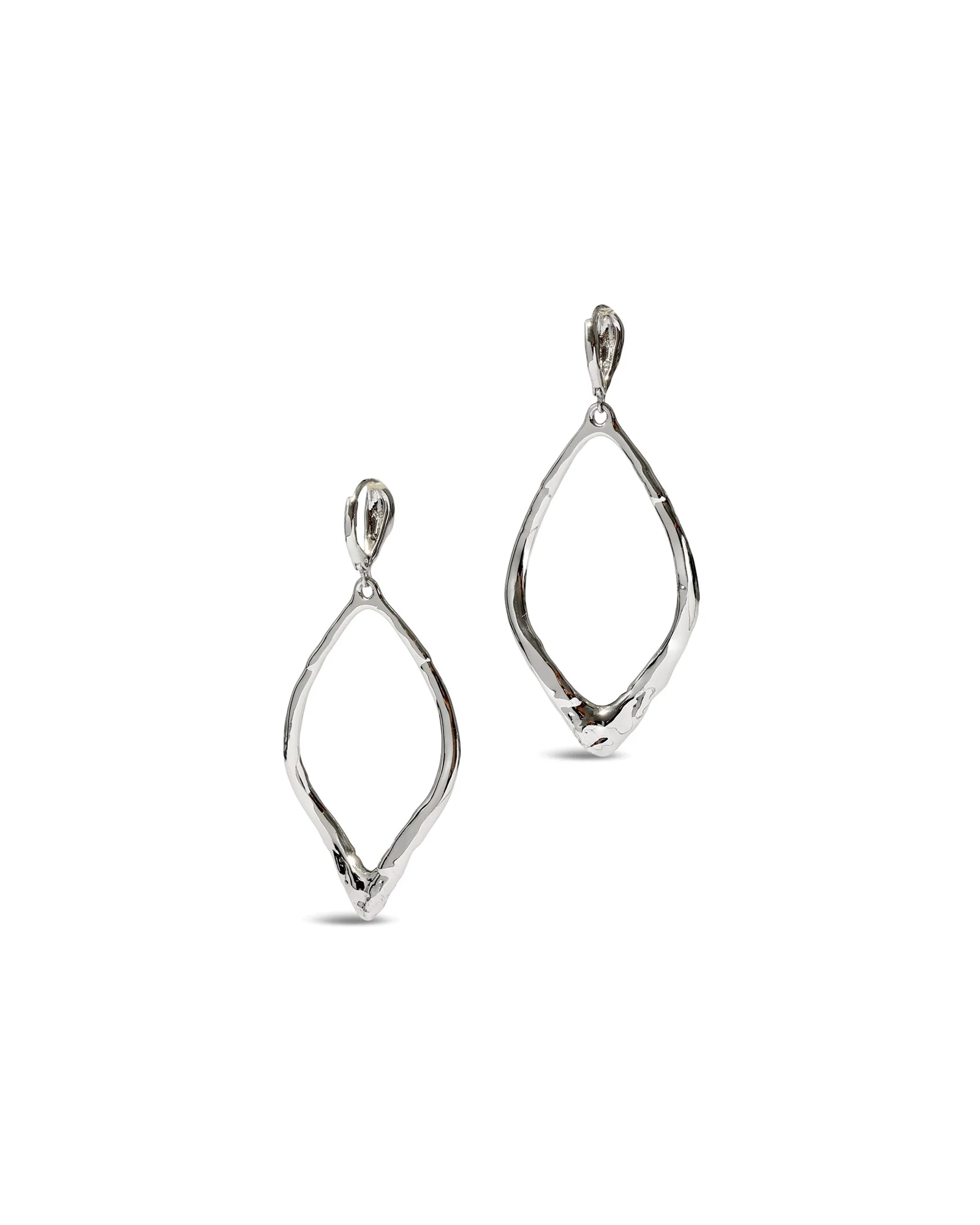 Brut Silver Open Oval Leverback Earrings - Image 3