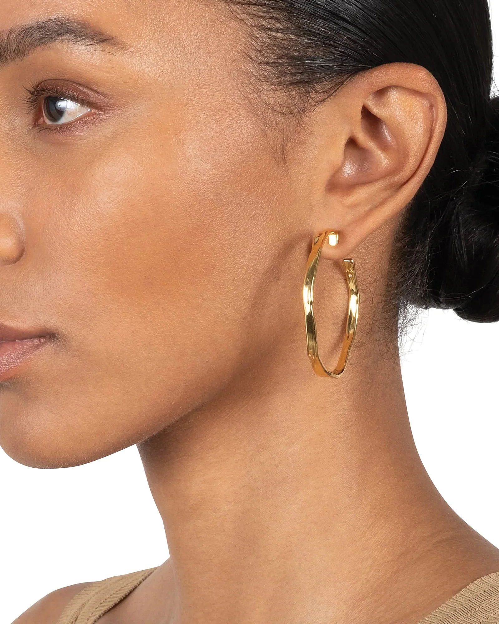 Brut Gold Skinny Hoop Earrings - Image 2