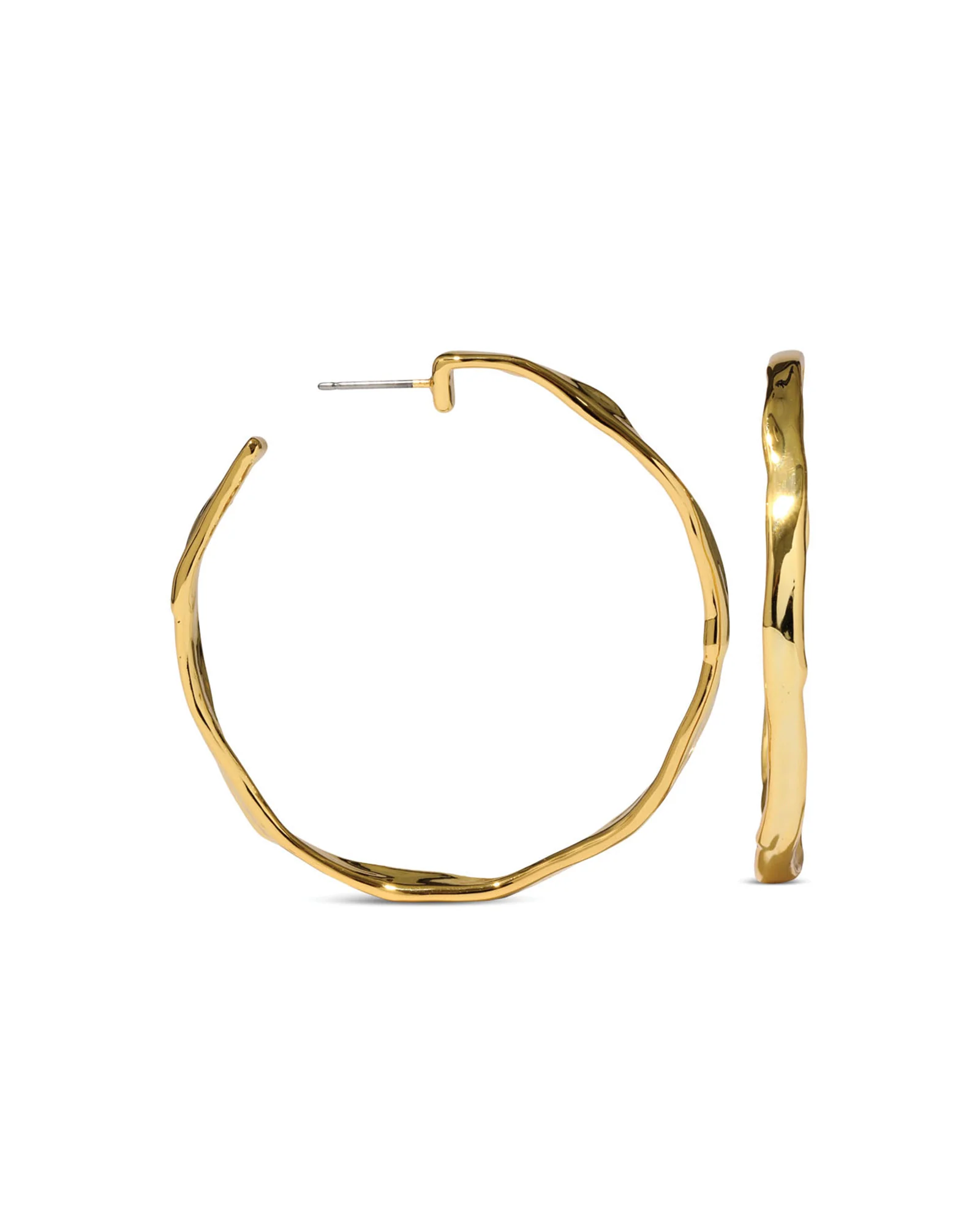 Brut Gold Skinny Hoop Earrings - Image 4