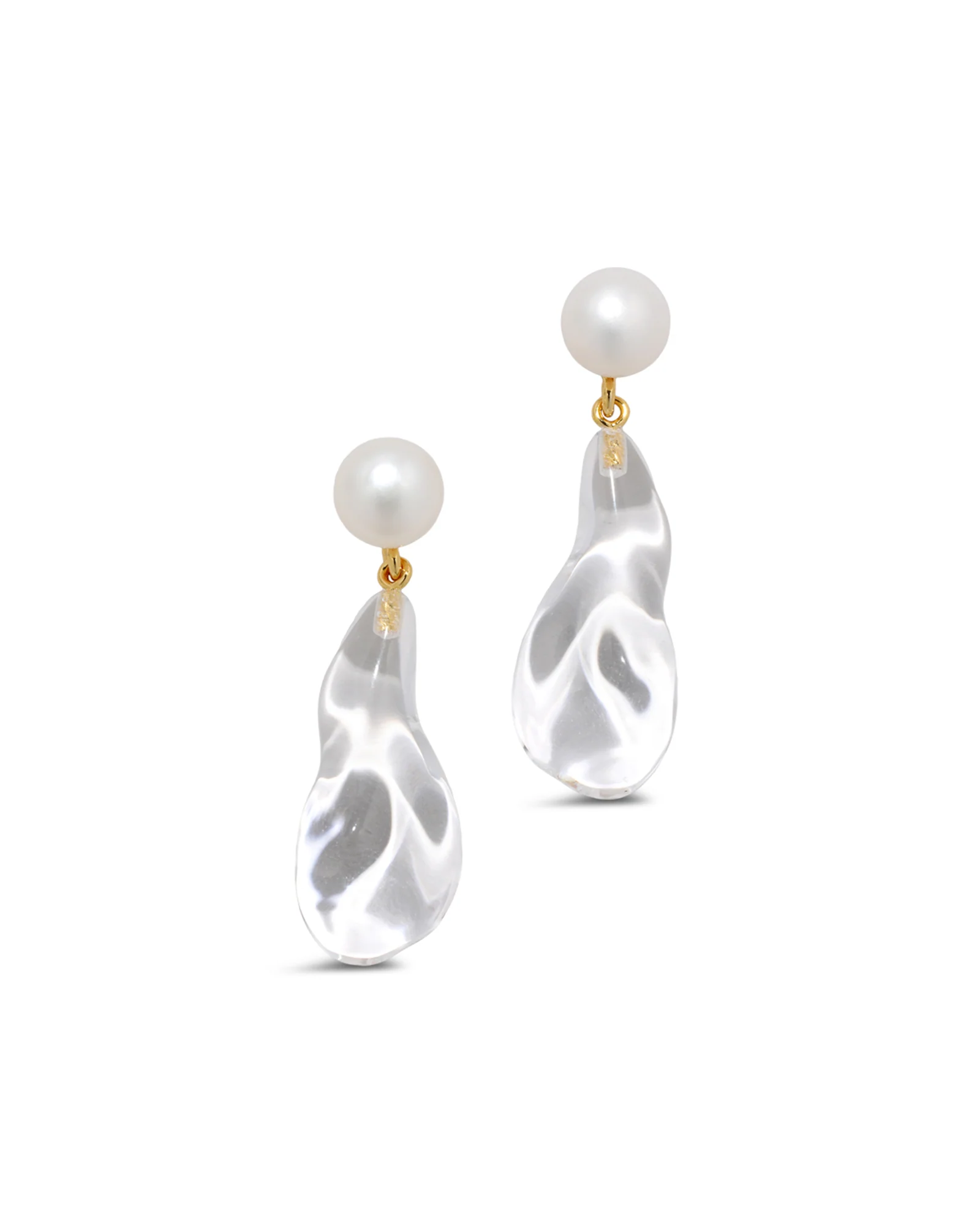 Liquid Lucite Freshwater Pearl Drop Earrings