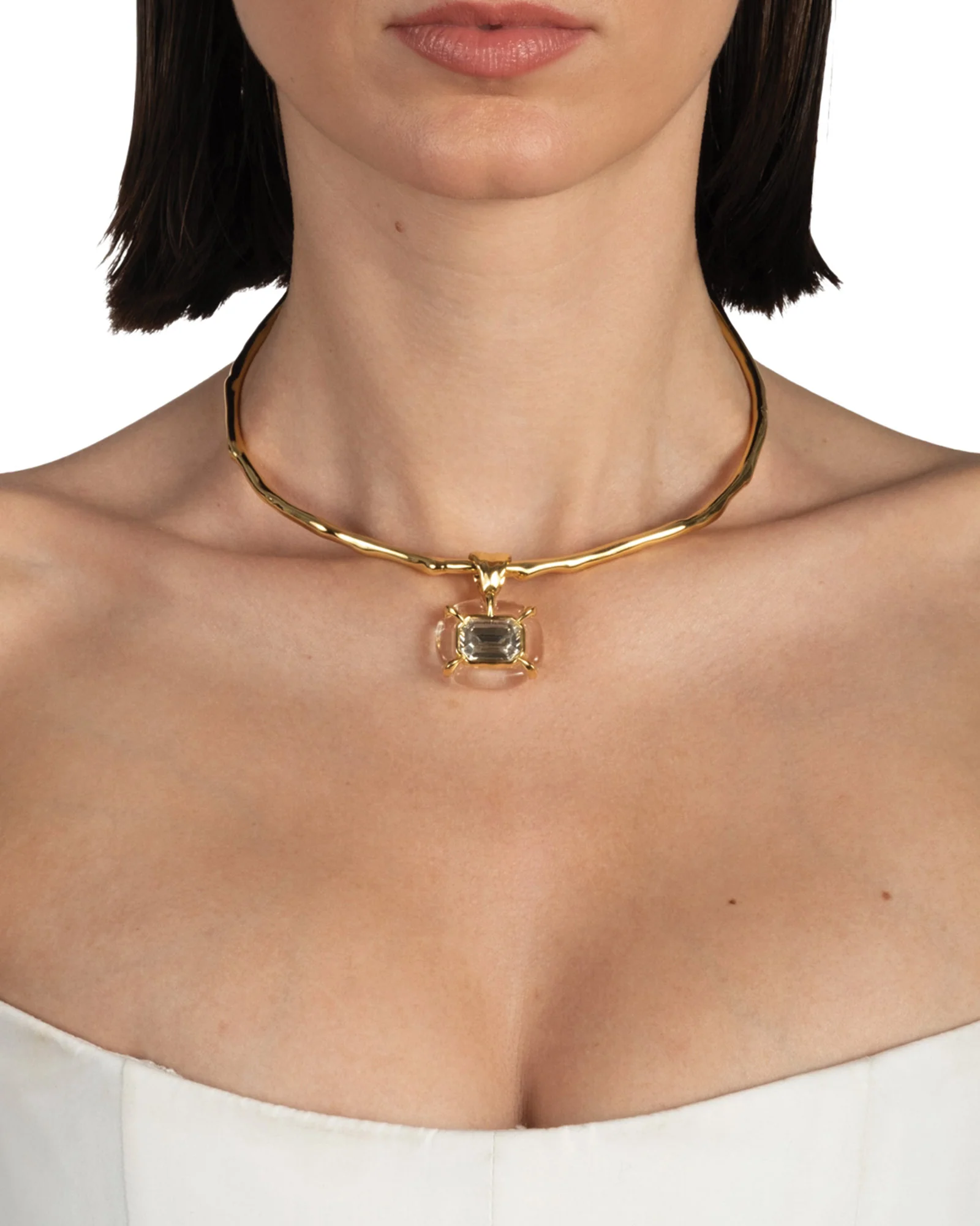 Liquid Lucite Jeweled Crystal Collar - Image 2