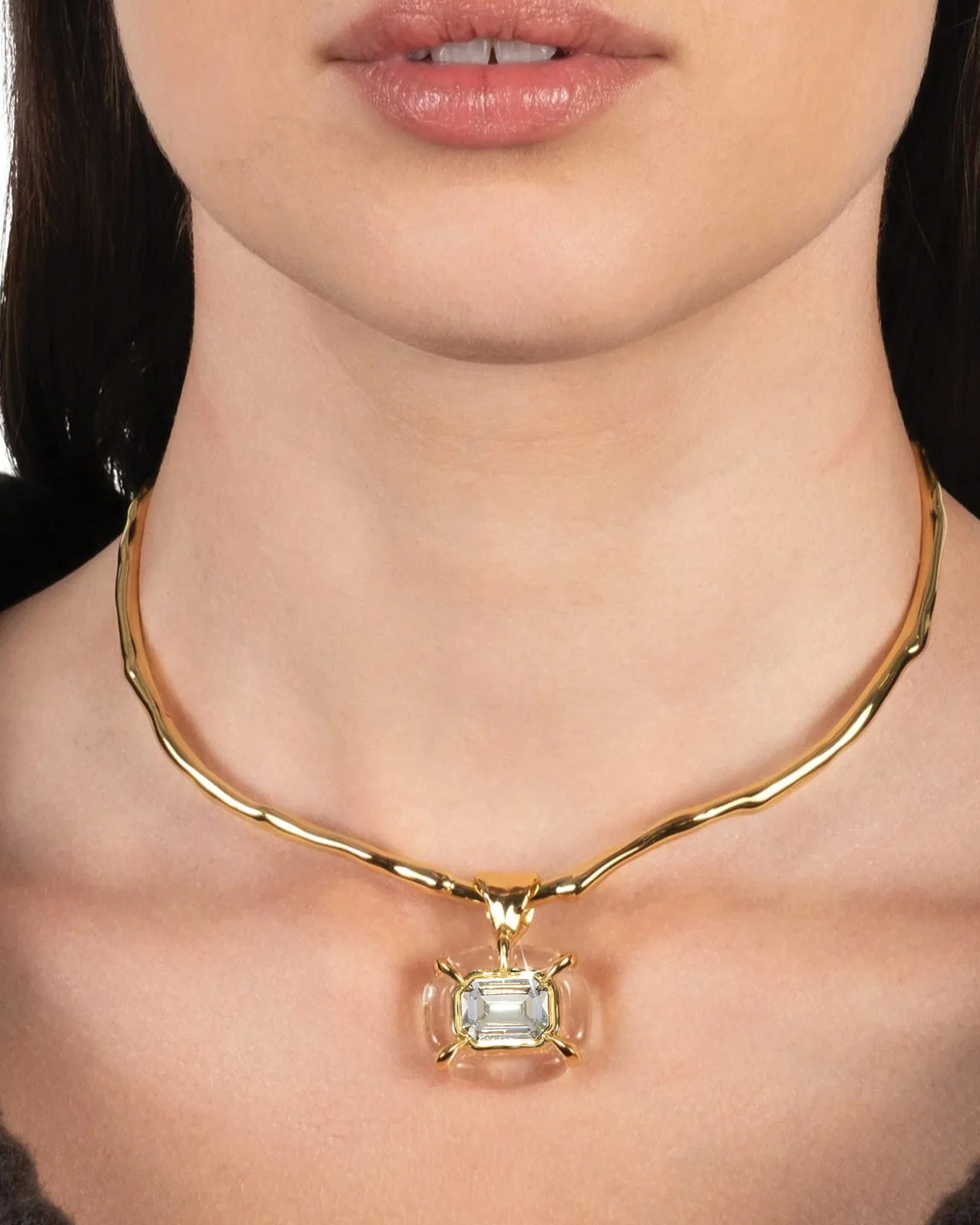 Liquid Lucite Jeweled Crystal Collar - Image 4