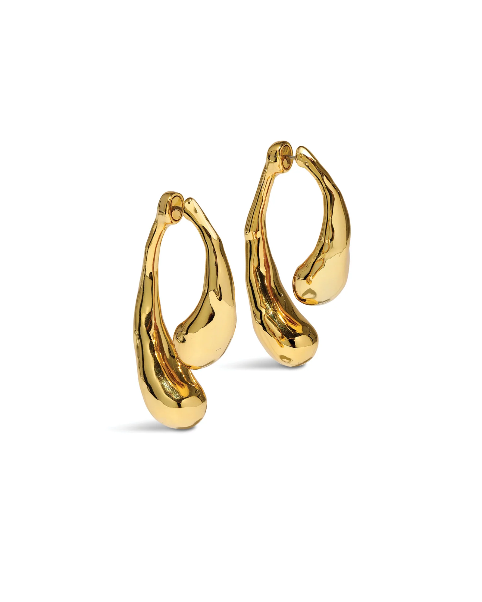 Molten Gold Scoop Front Back Earrings