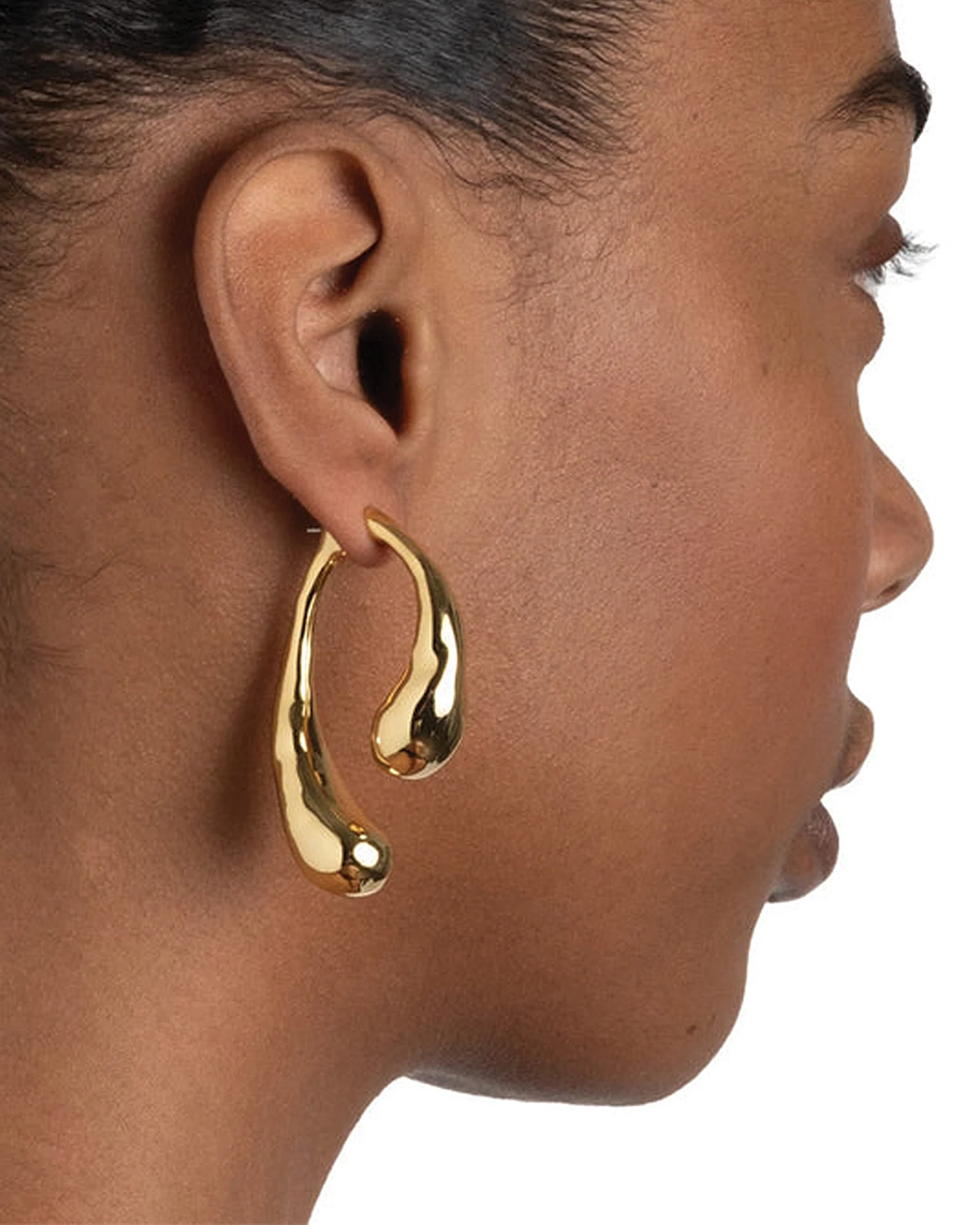 Molten Gold Scoop Front Back Earrings - Image 4