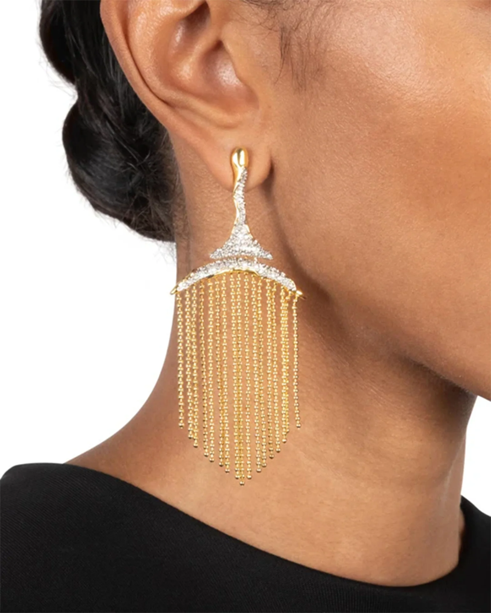 Solanales Crystal Fringe Chandelier Earrings - Image 4