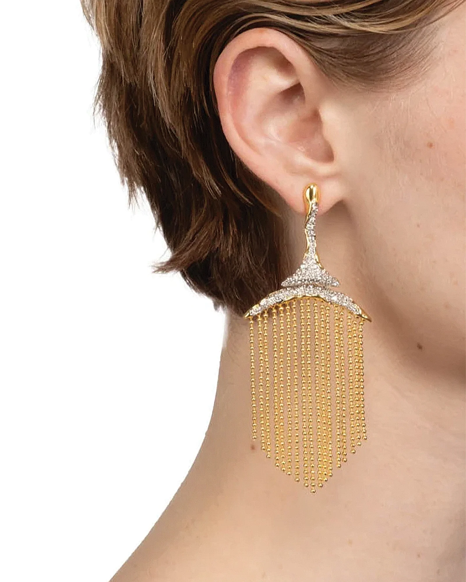 Solanales Crystal Fringe Chandelier Earrings - Image 5