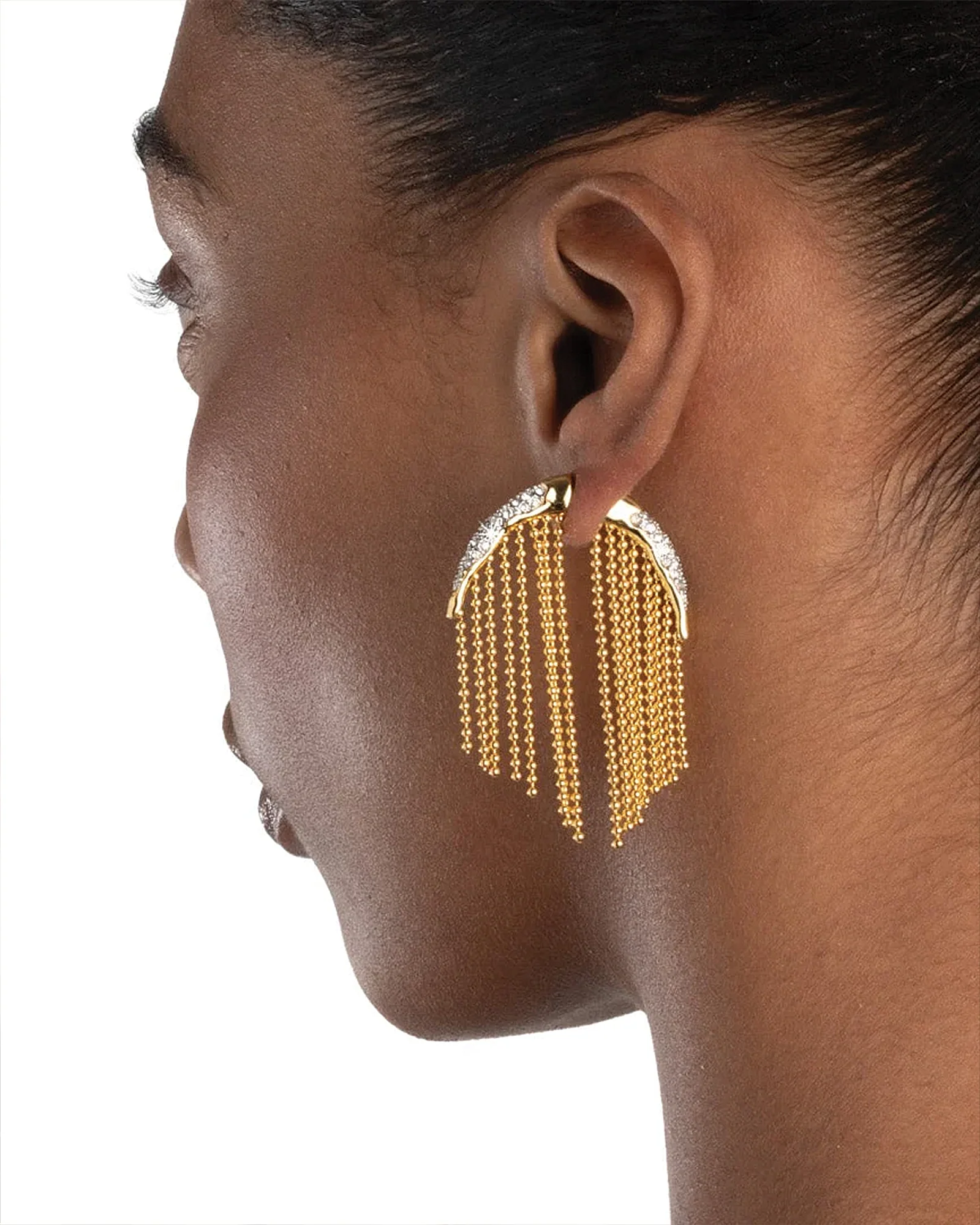 Solanales Crystal Fringed Front Back Earrings - Image 2