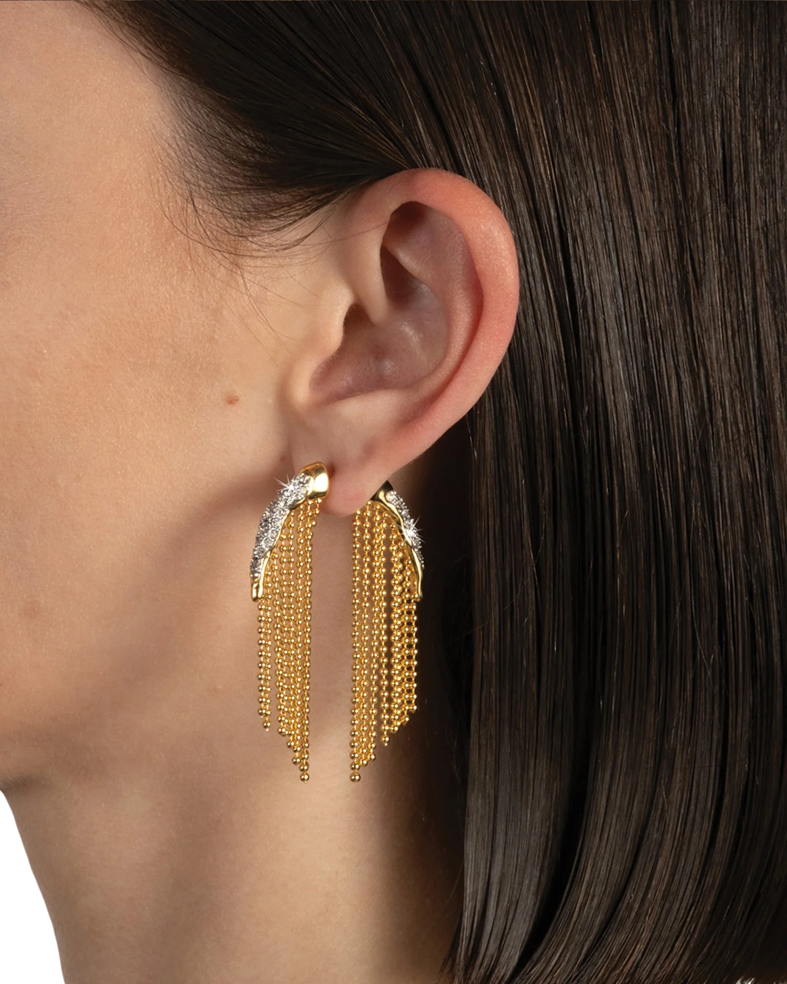 Solanales Crystal Fringed Front Back Earrings - Image 5