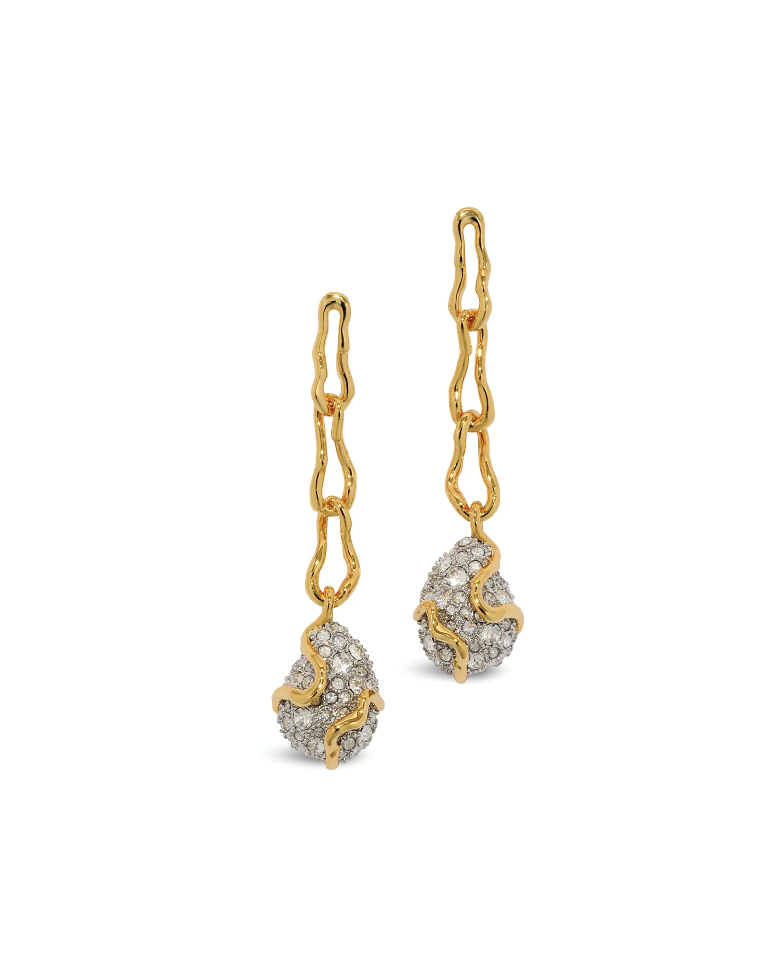 Solanales Crystal Linked Pebble Earrings