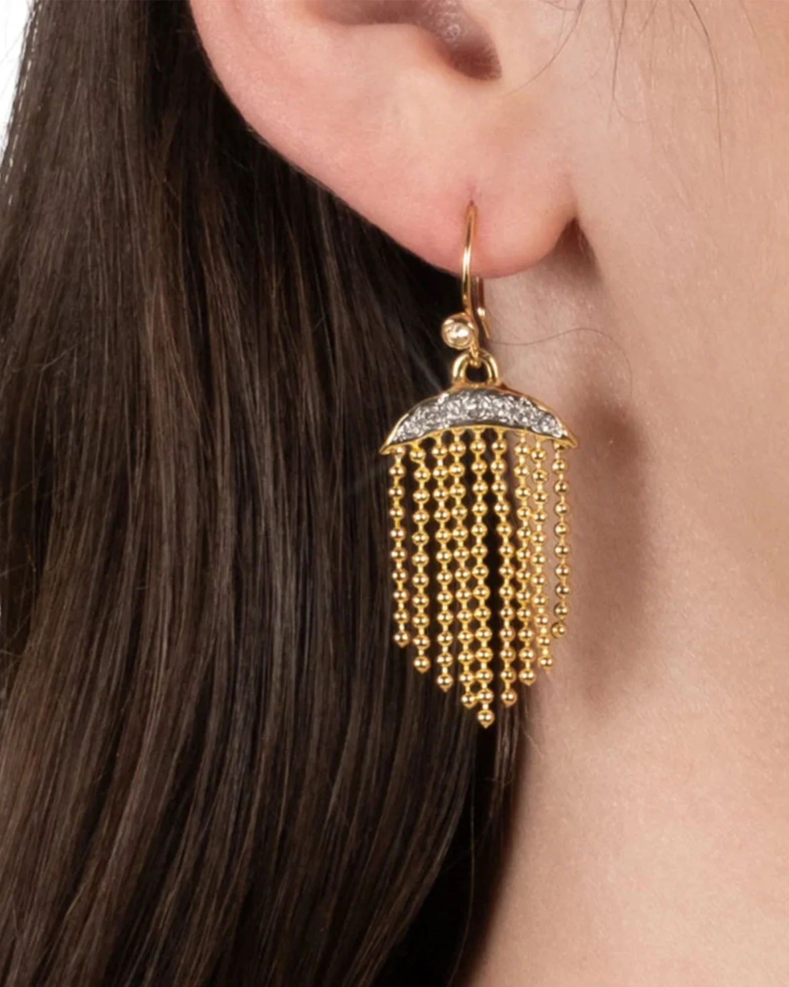 Solanales Crystal Petite Fringe Wire Earrings - Image 2