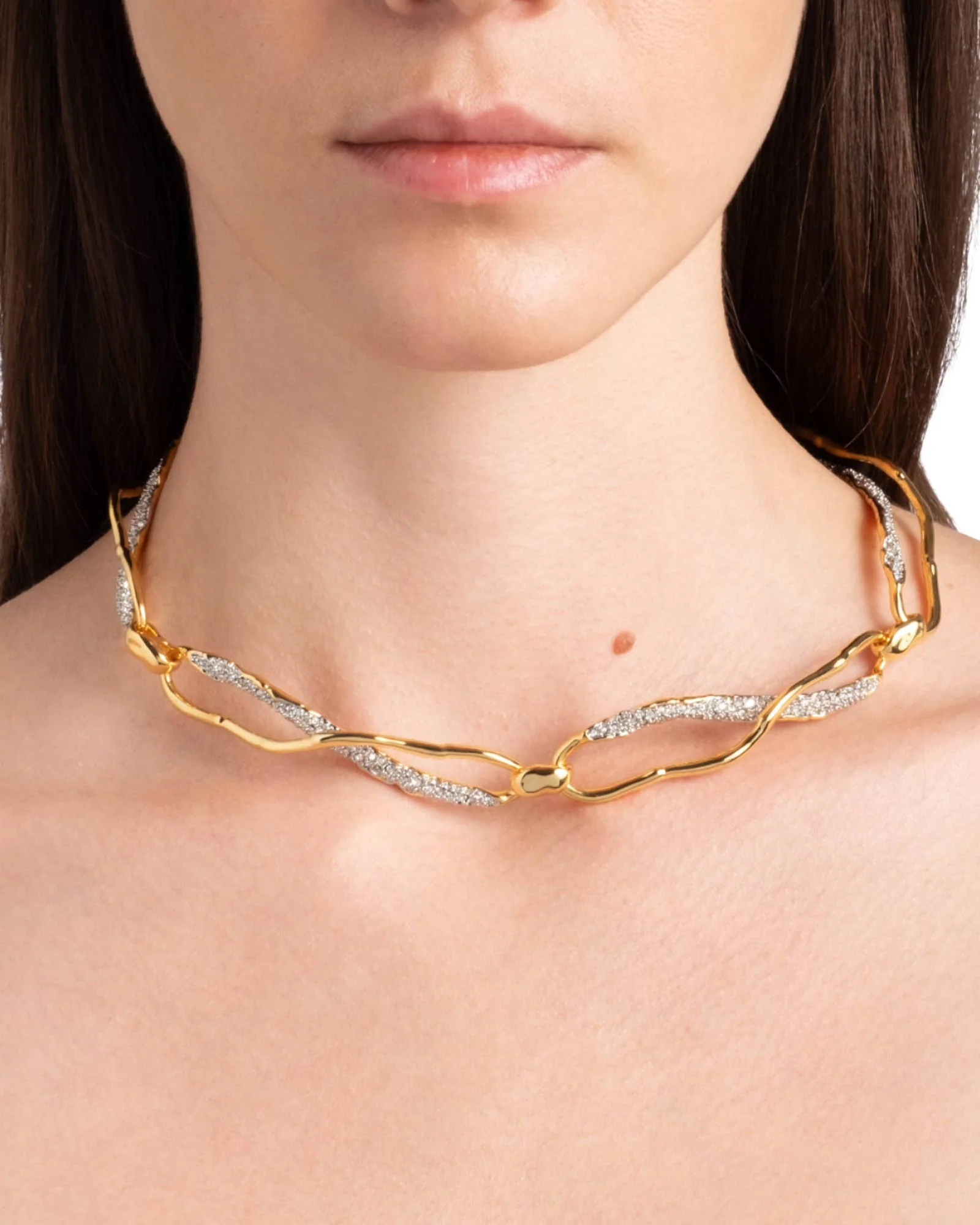 Solanales Gold Crystal Infinity Link Necklace - Image 2