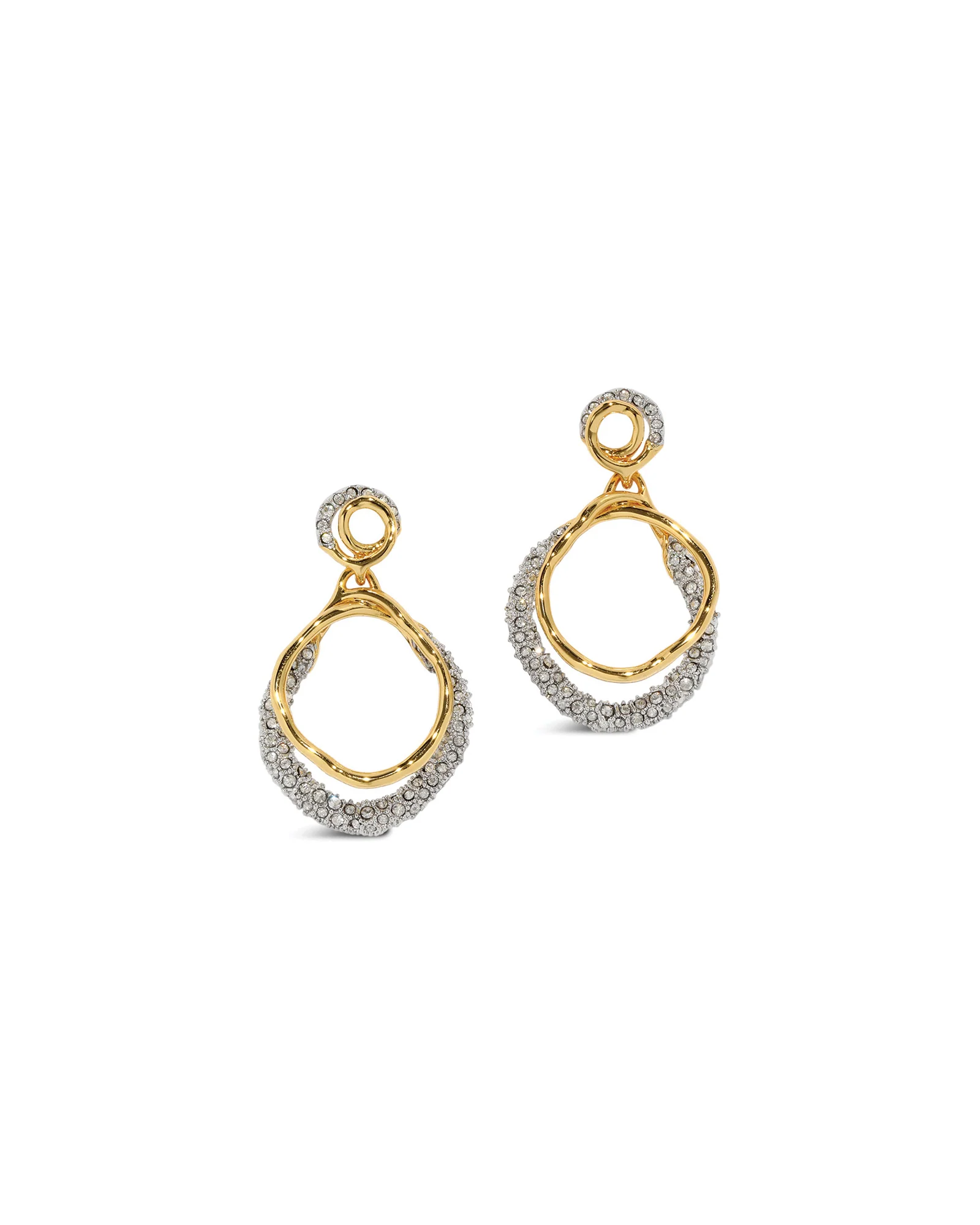 Solanales Gold Crystal Orbit Drop Post Earrings