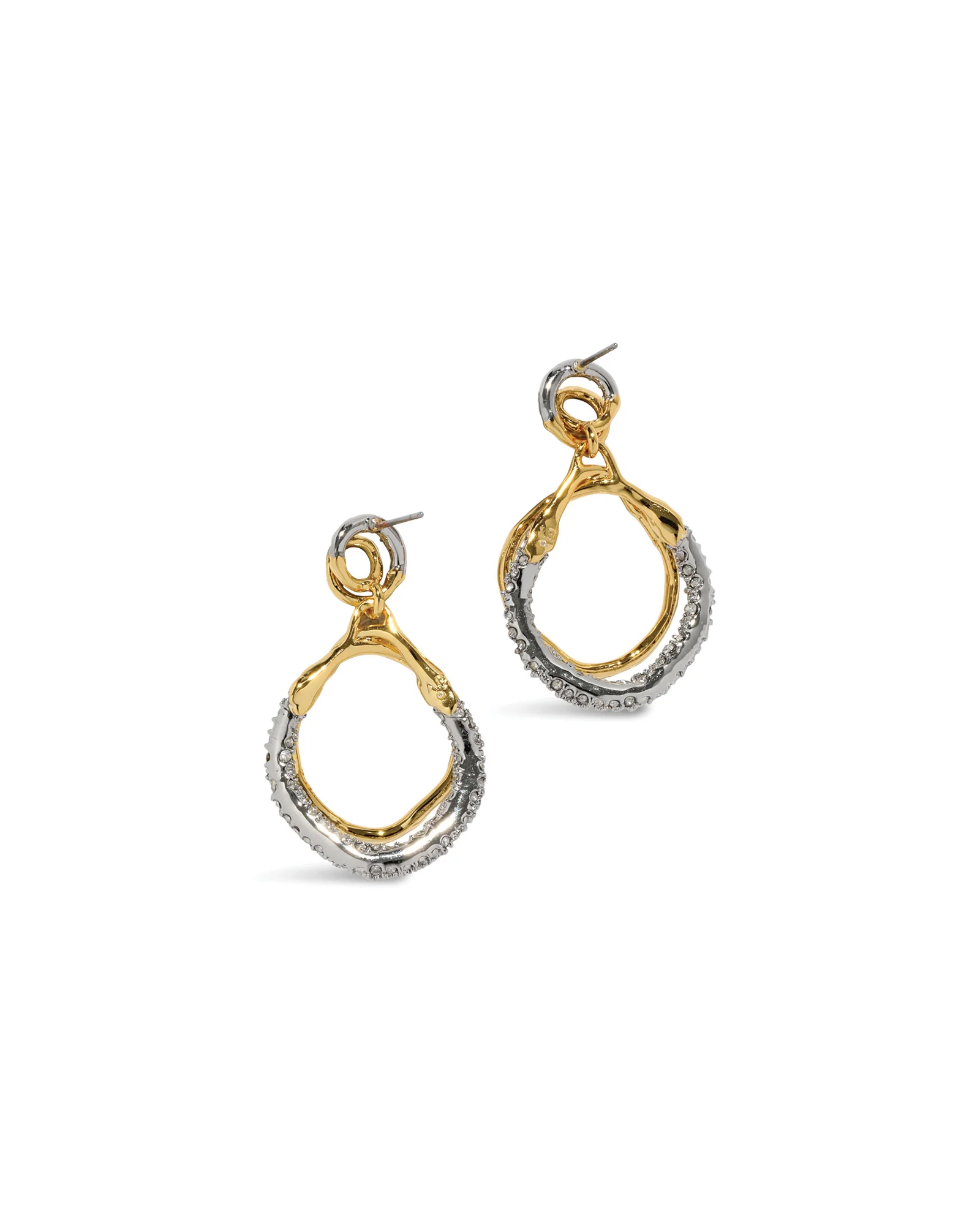 Solanales Gold Crystal Orbit Drop Post Earrings - Image 3