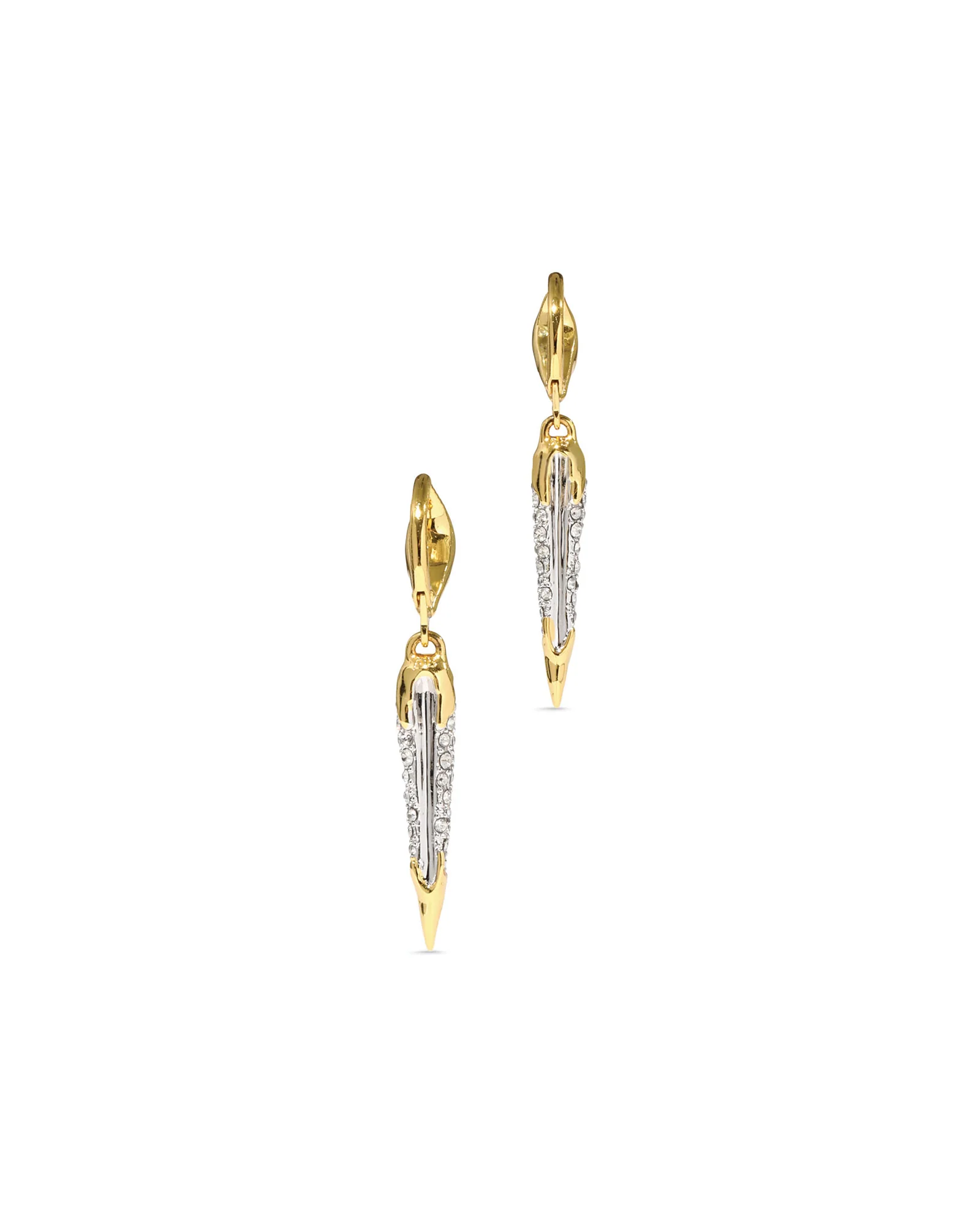 Solanales Gold Crystal Spear Leverback Earrings - Image 3