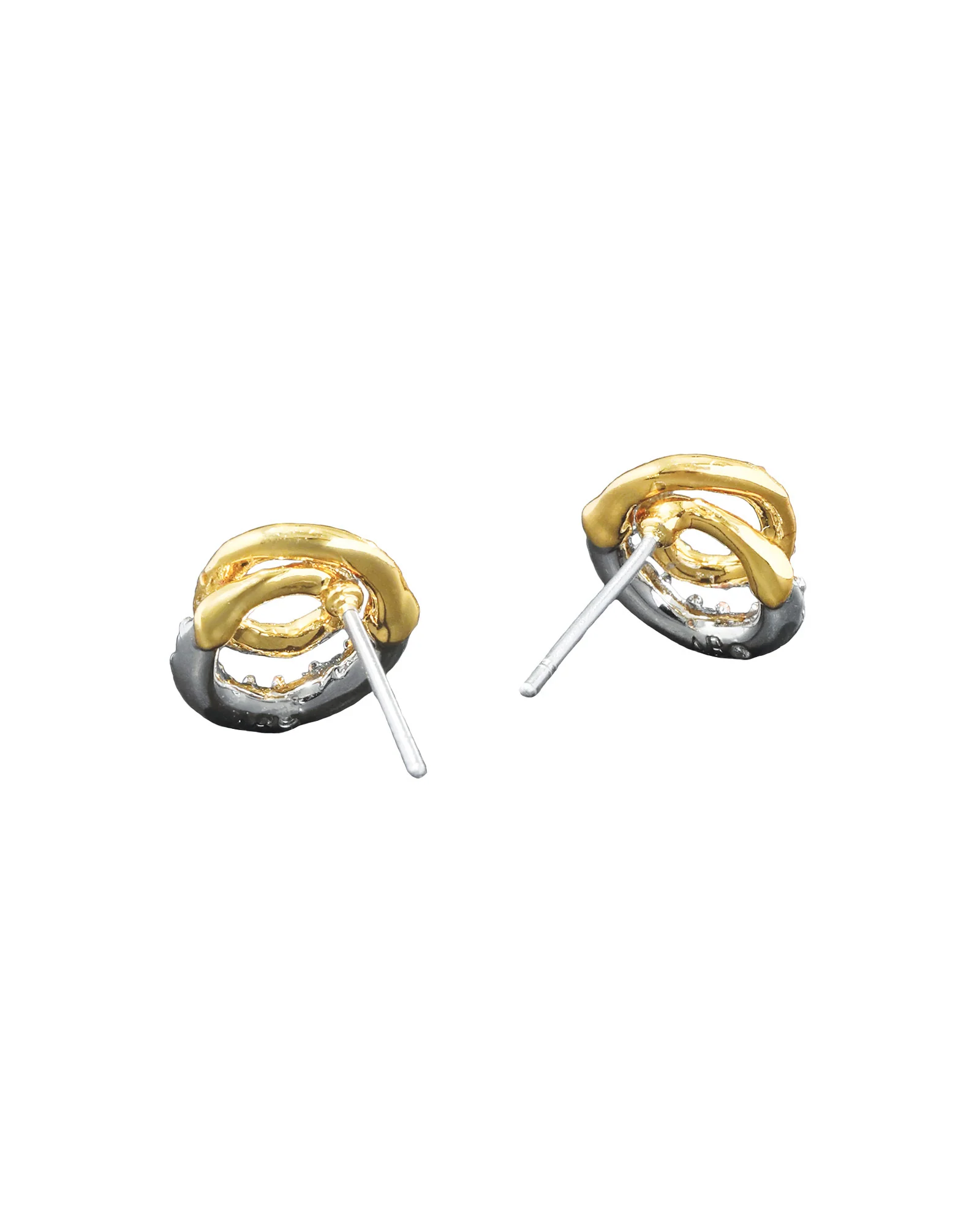 Solanales Gold Crystal Spiral Stud Earrings - Image 3