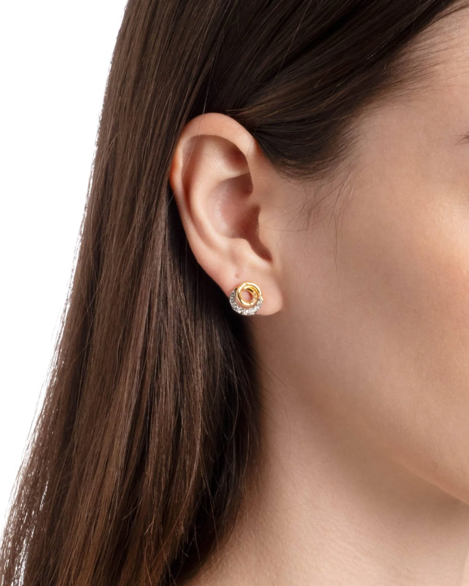 Solanales Gold Crystal Spiral Stud Earrings - Image 4