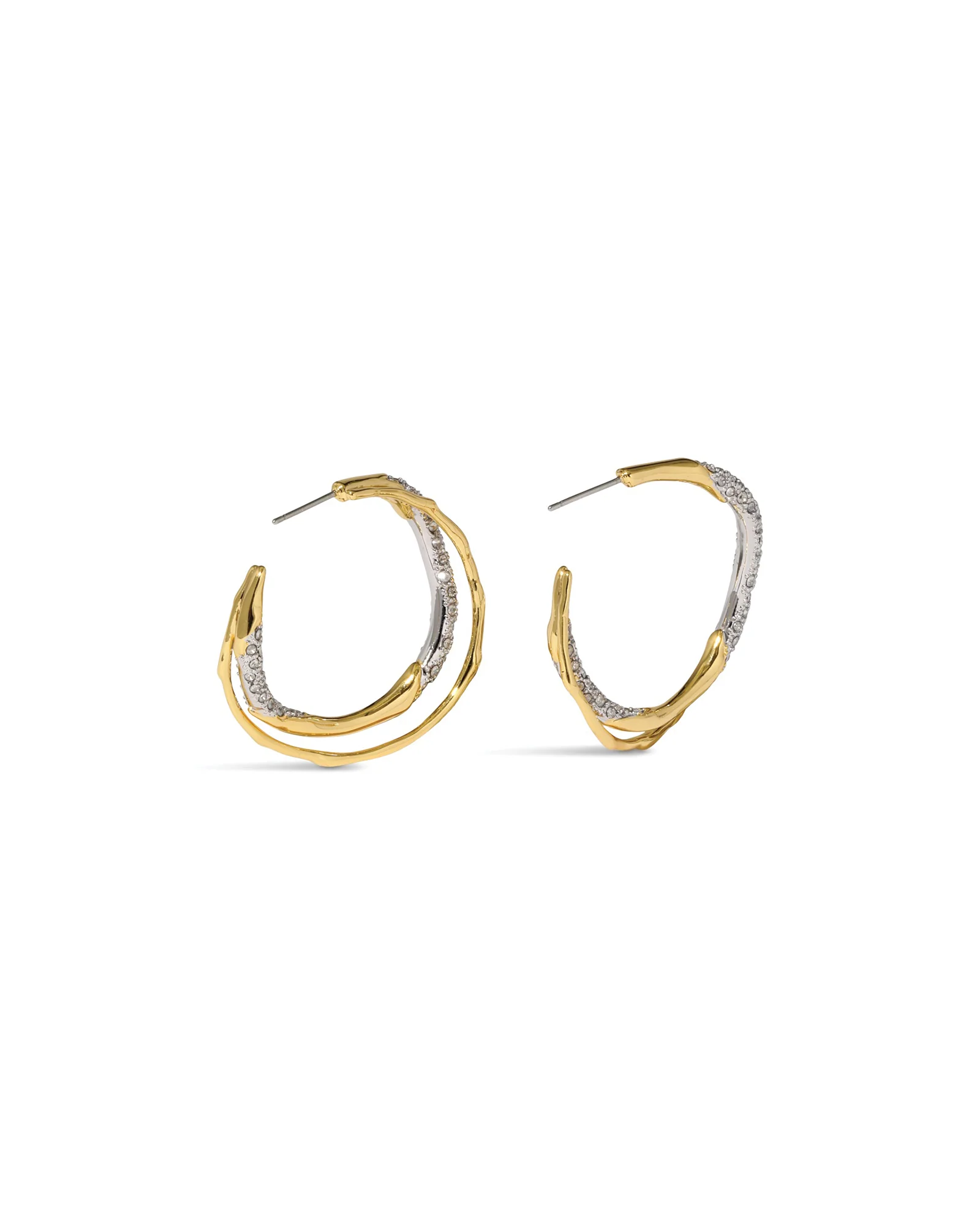Solanales Gold Crystal Twist Hoop Earrings - Image 3