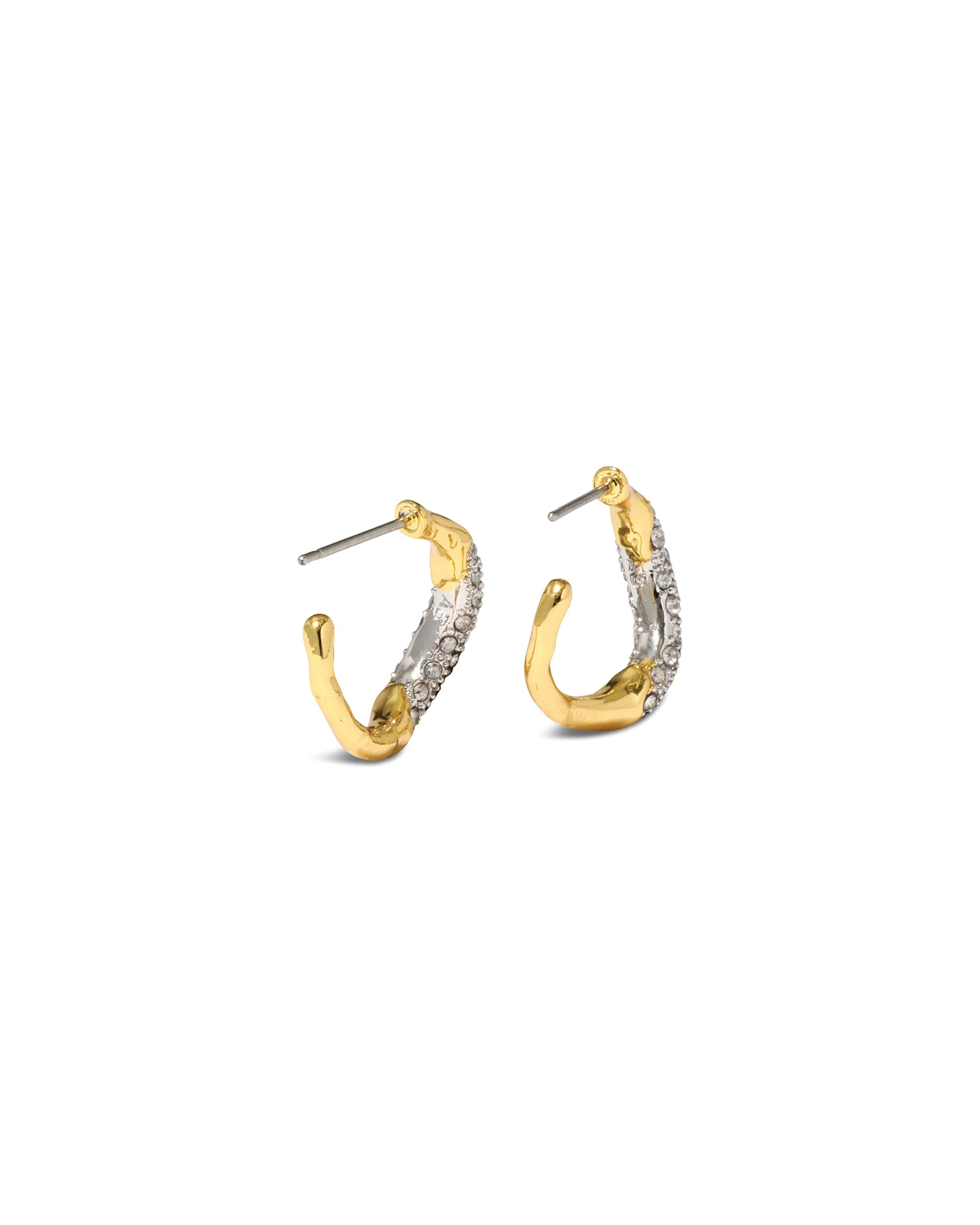 Solanales Gold Crystal Twist Mini Hoop Earrings - Image 3