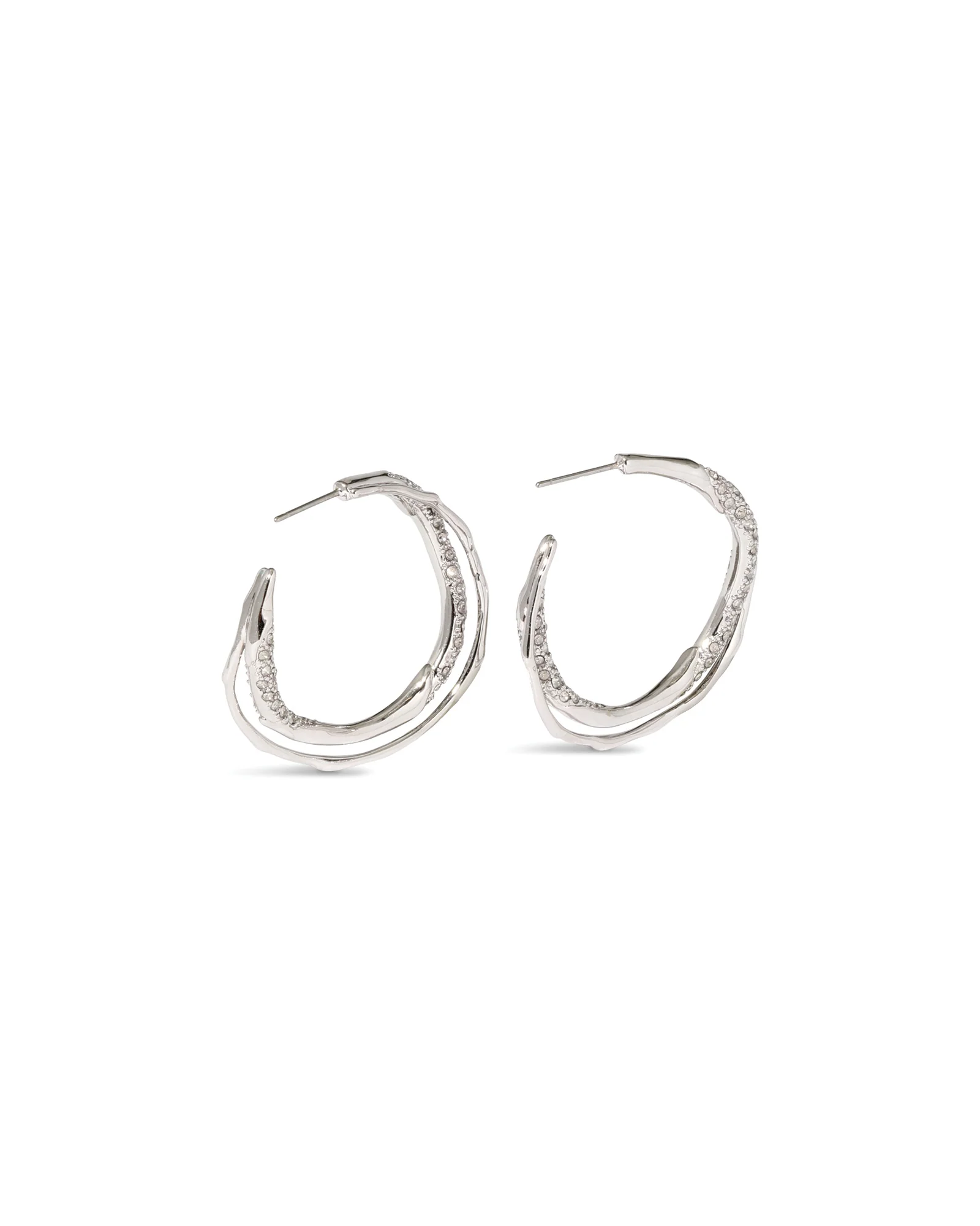 Solanales Silver Crystal Twist Hoop Earrings - Image 3