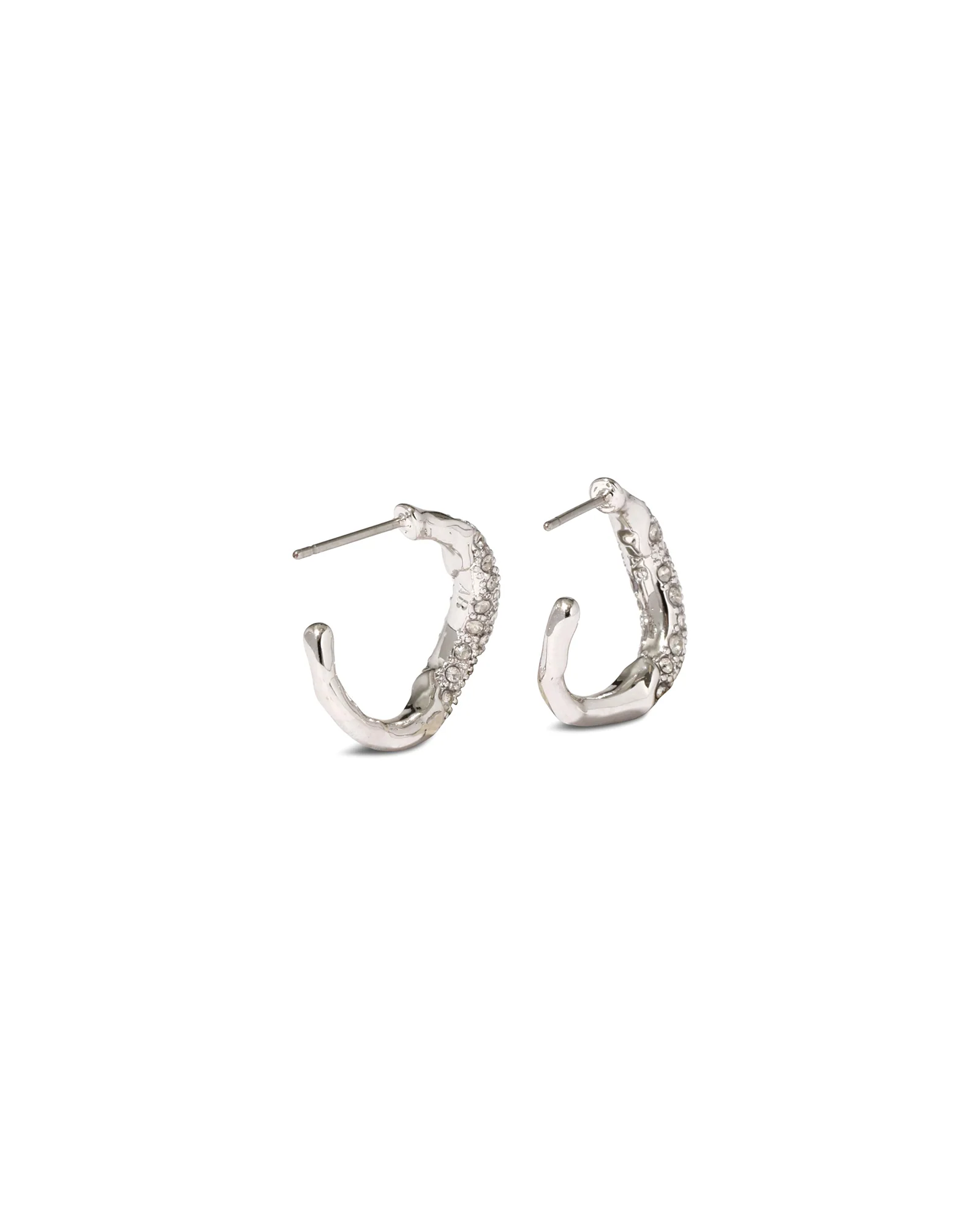 Solanales Silver Crystal Twist Mini Hoop Earrings - Image 3