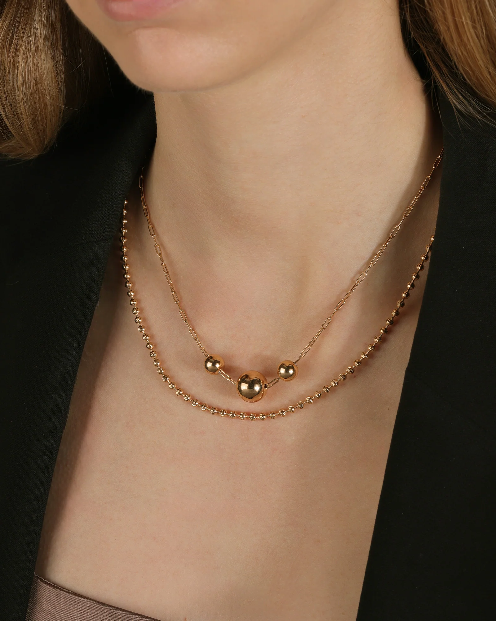 3 Ball Paperclip Chain Necklace - Image 2