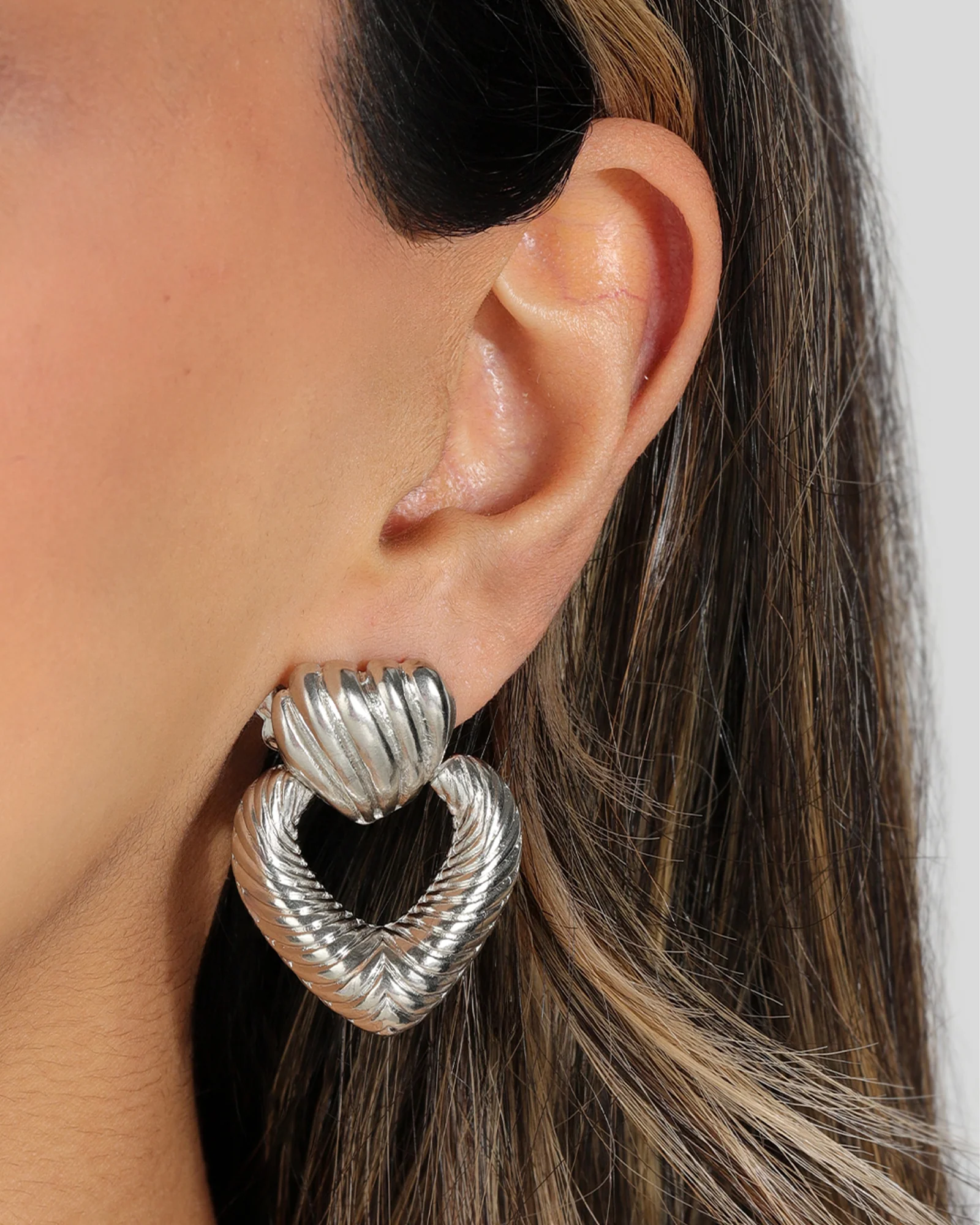 Heart Texture Drop Studs - Image 2