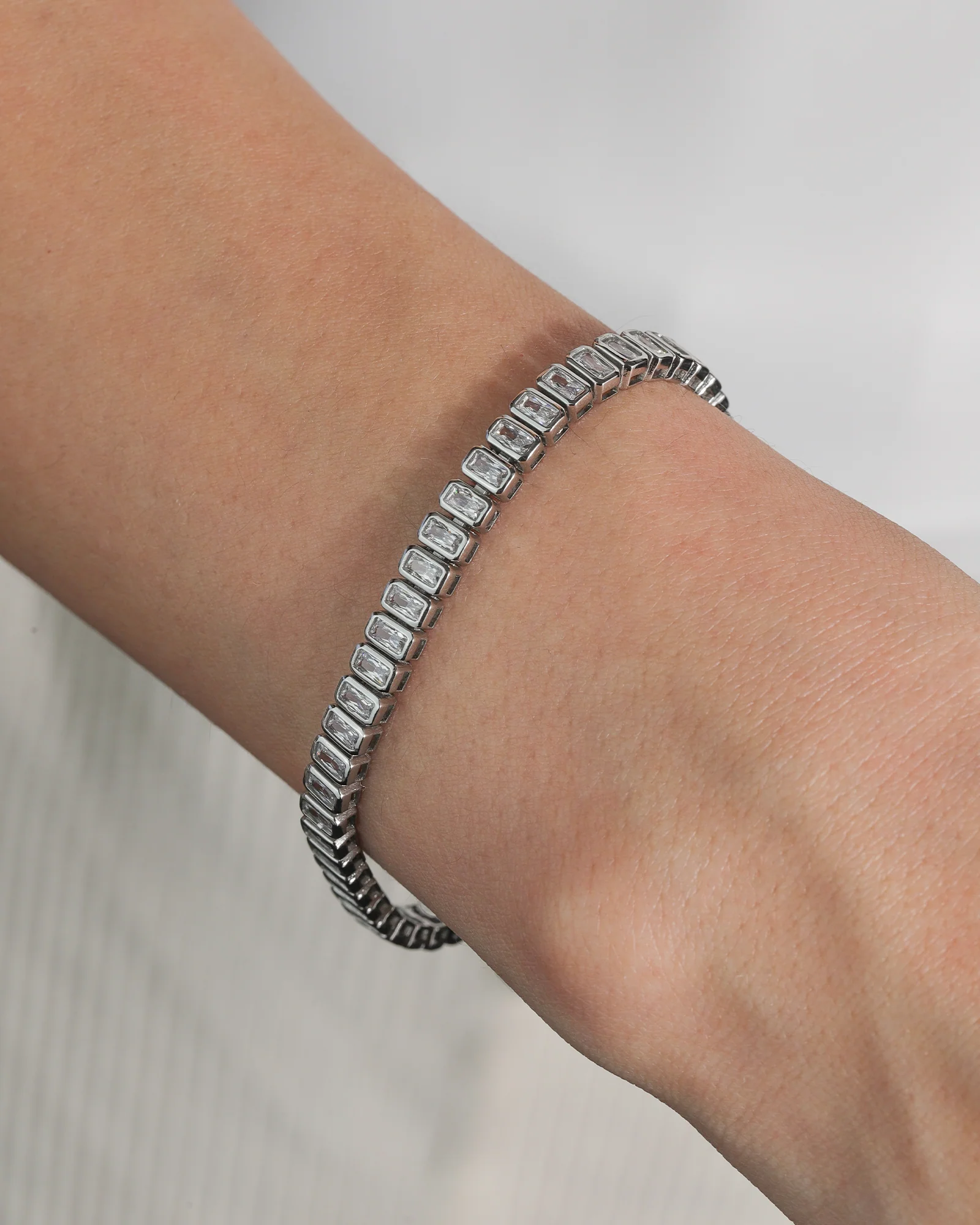 Rectangle CZ Tennis Bracelet - Image 2