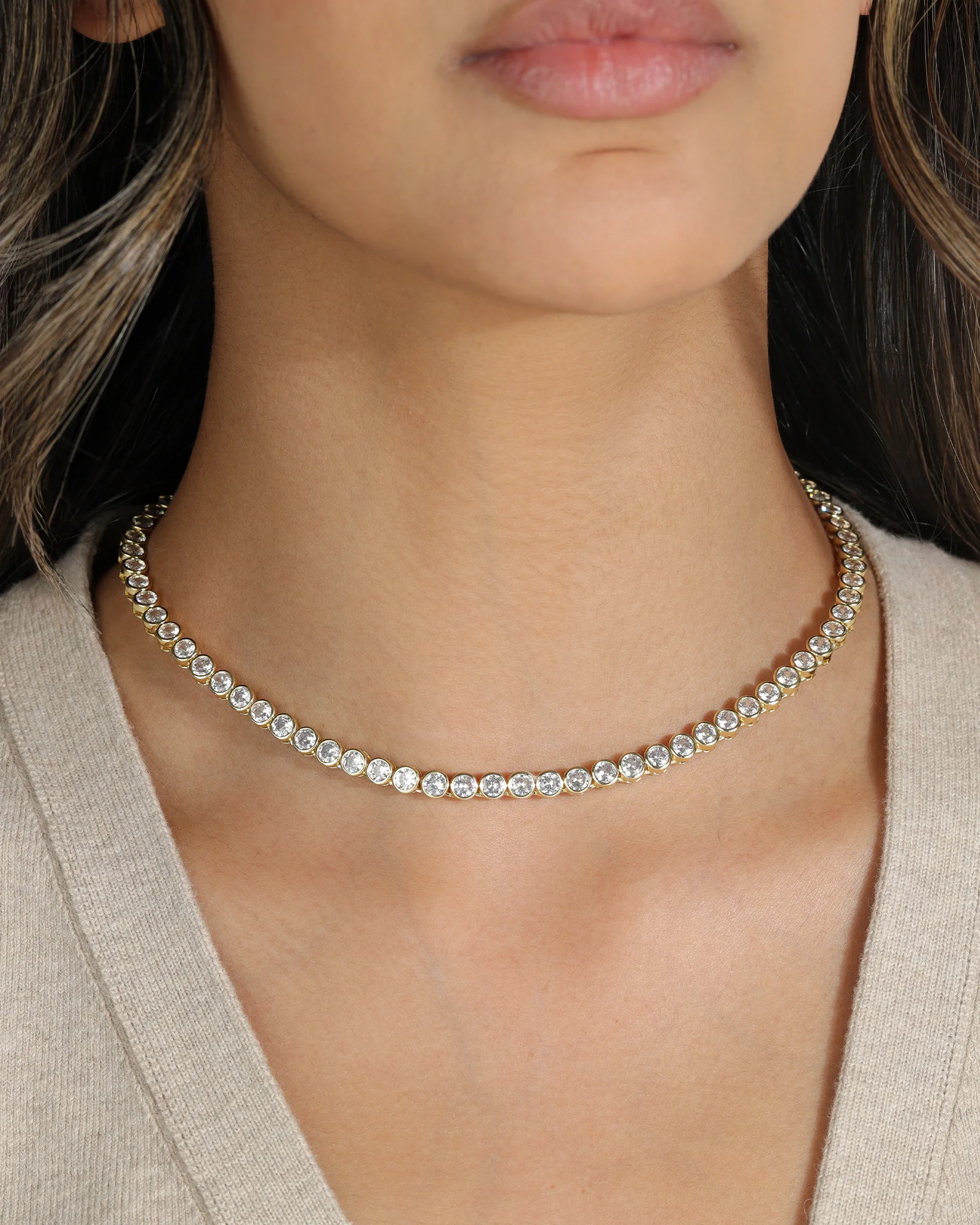 Tennis Bezel CZ Necklace | 4mm - Image 2