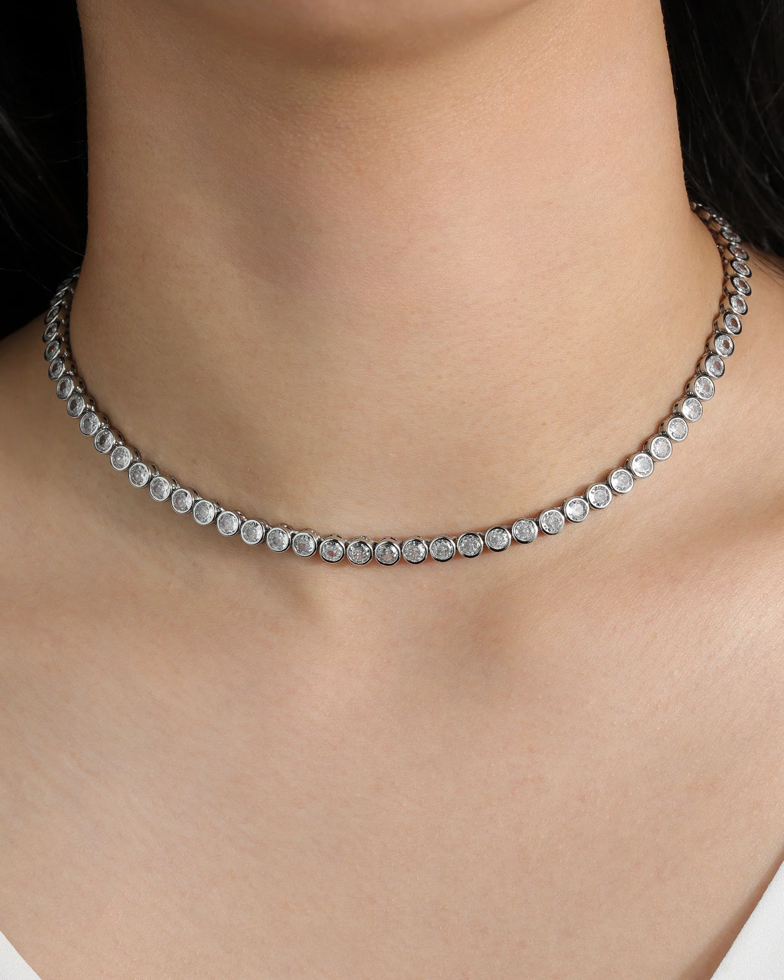 Tennis Bezel CZ Necklace | 4mm - Image 2
